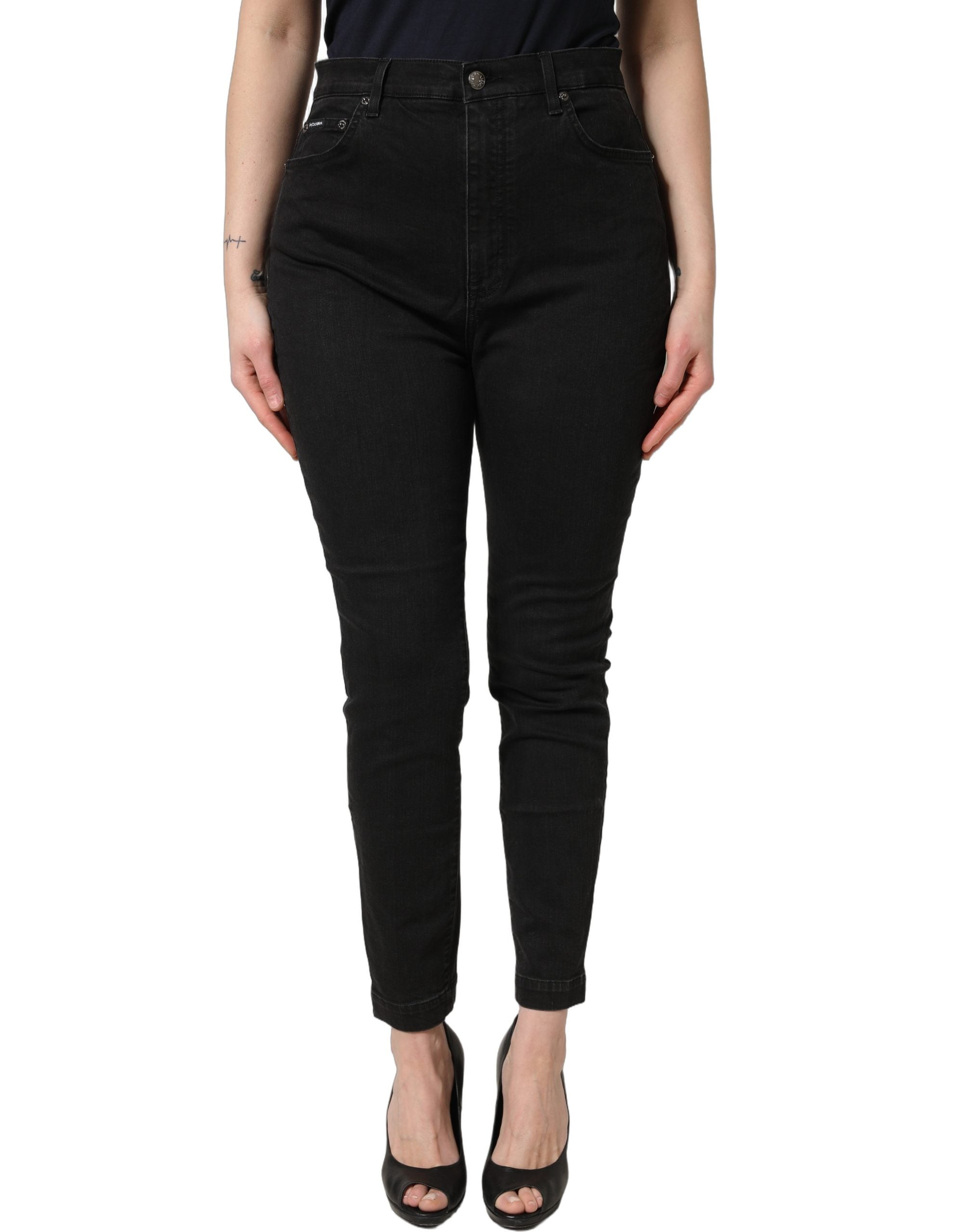 Dolce & Gabbana Black Skinny Cotton High Waist Denim Jeans