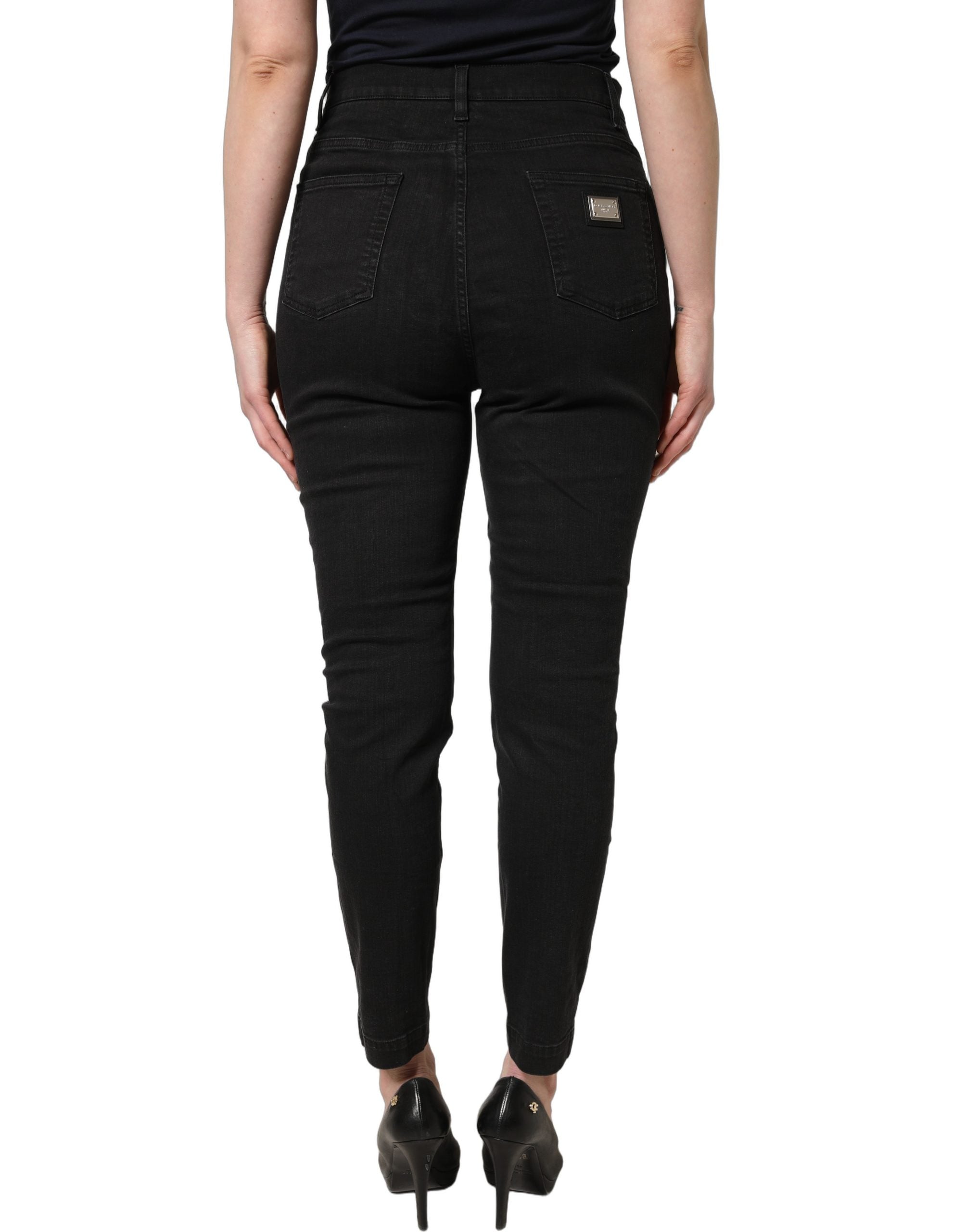 Dolce & Gabbana Black Skinny Cotton High Waist Denim Jeans