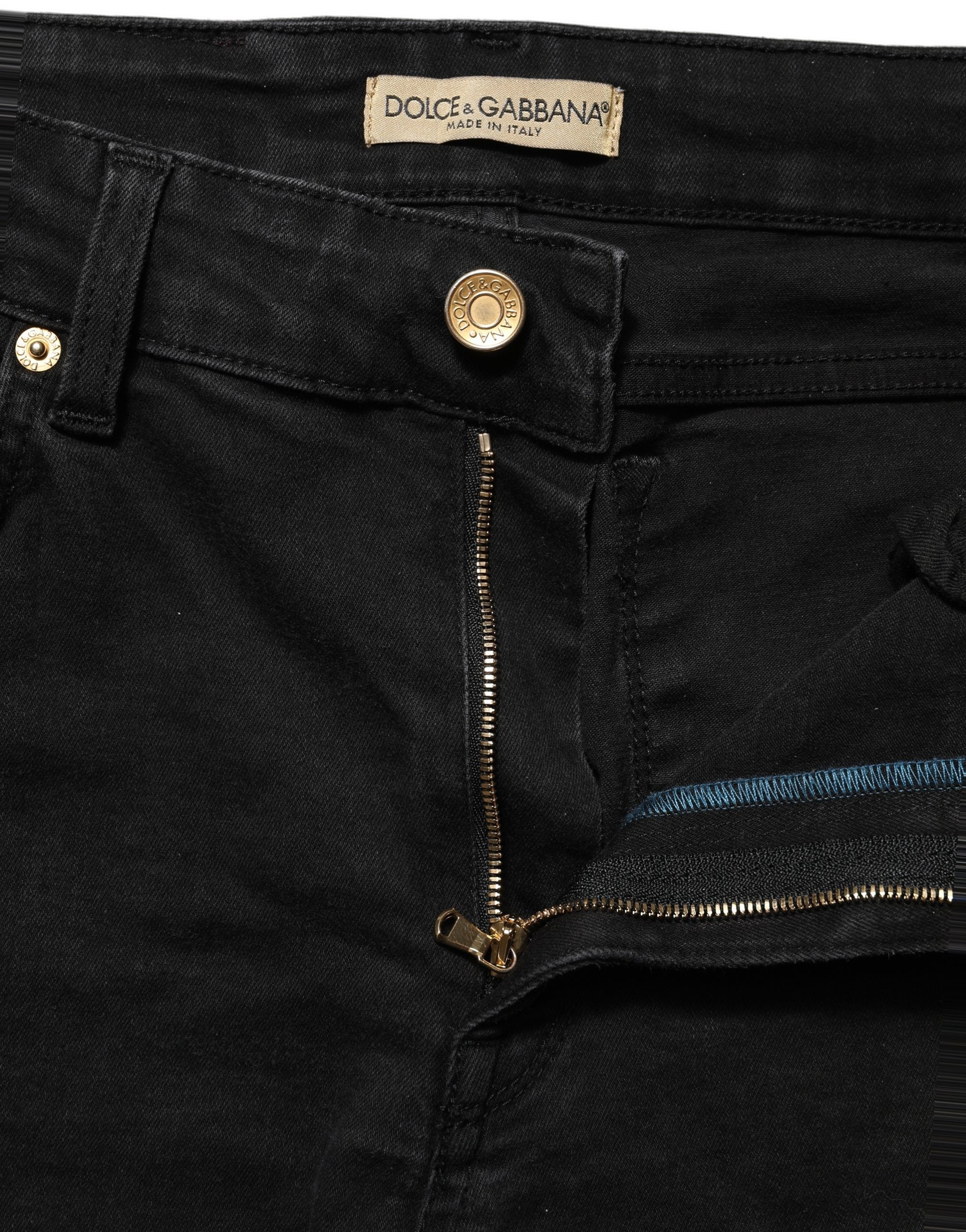 Dolce & Gabbana Black Skinny Cotton Low Waist Denim Jeans