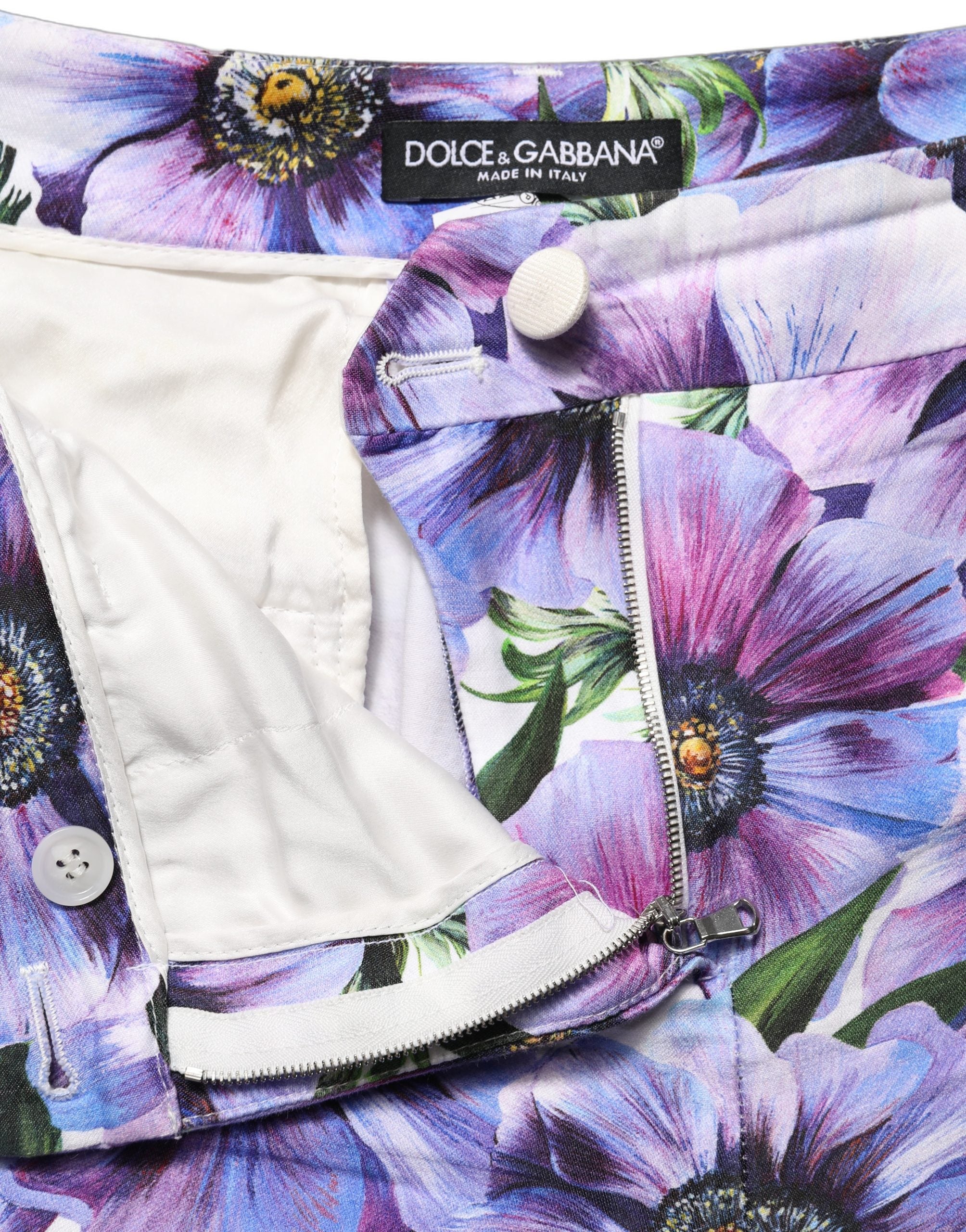 Dolce & Gabbana Multicolor Floral Print CroppedTrouser Pants
