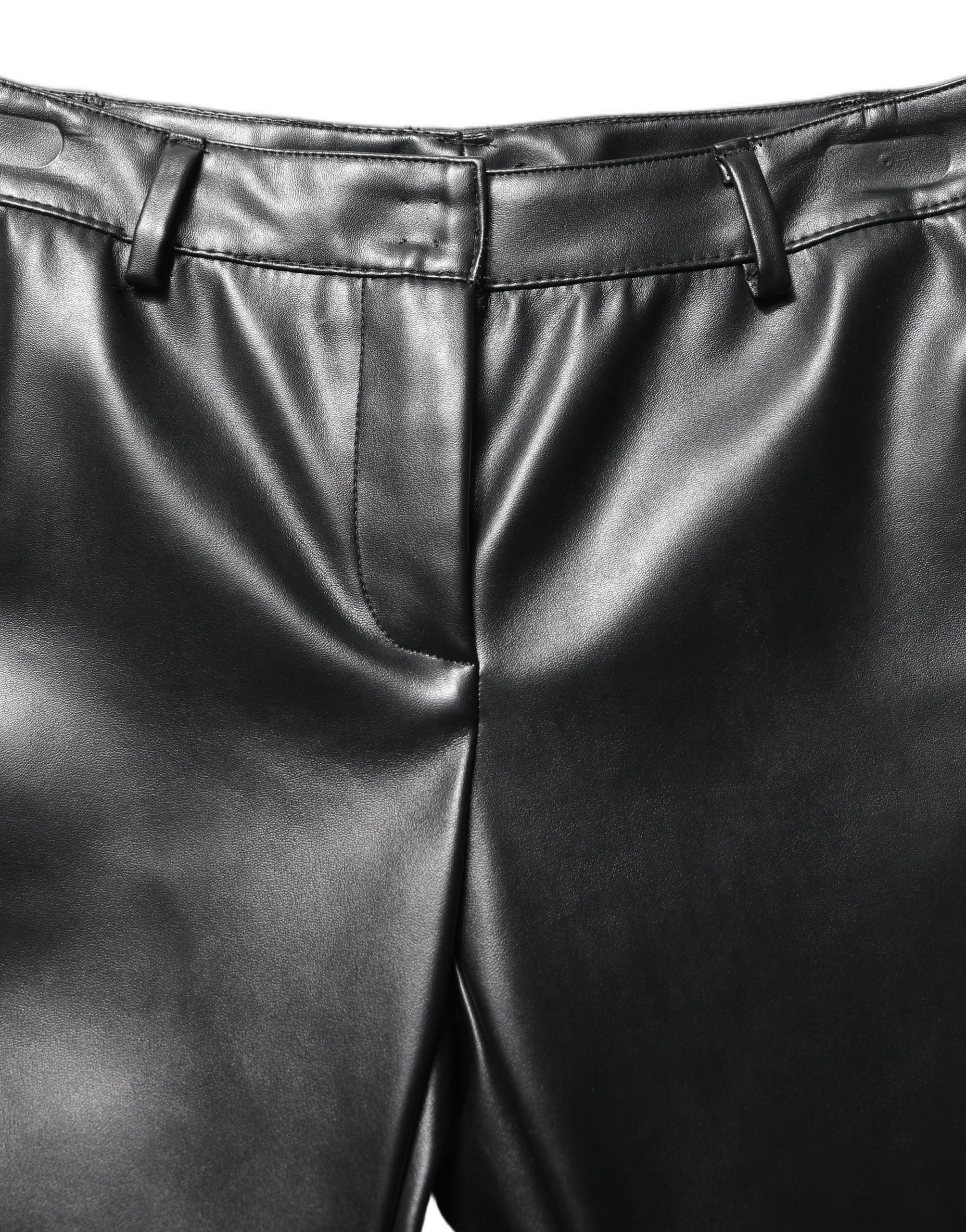 Dolce & Gabbana Black PU Leather High Waisted Trouser Pants