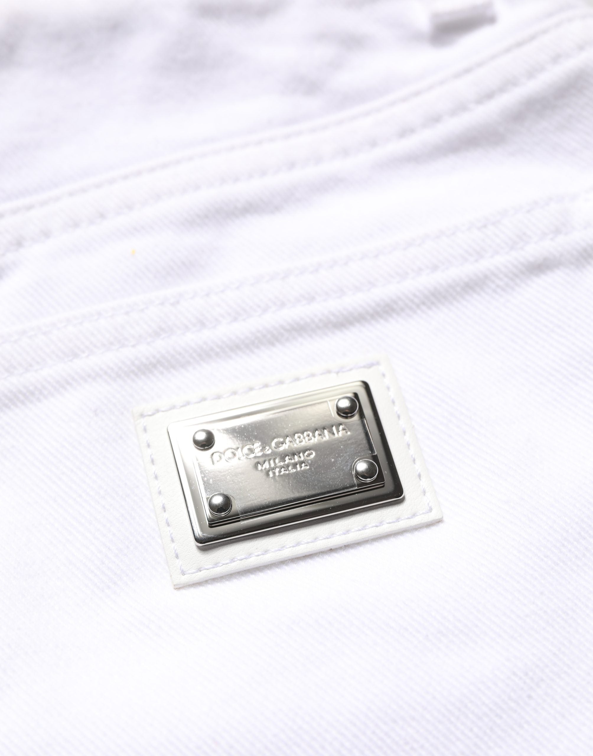 Dolce & Gabbana White Cotton HighWaist Denim Hotpants Shorts