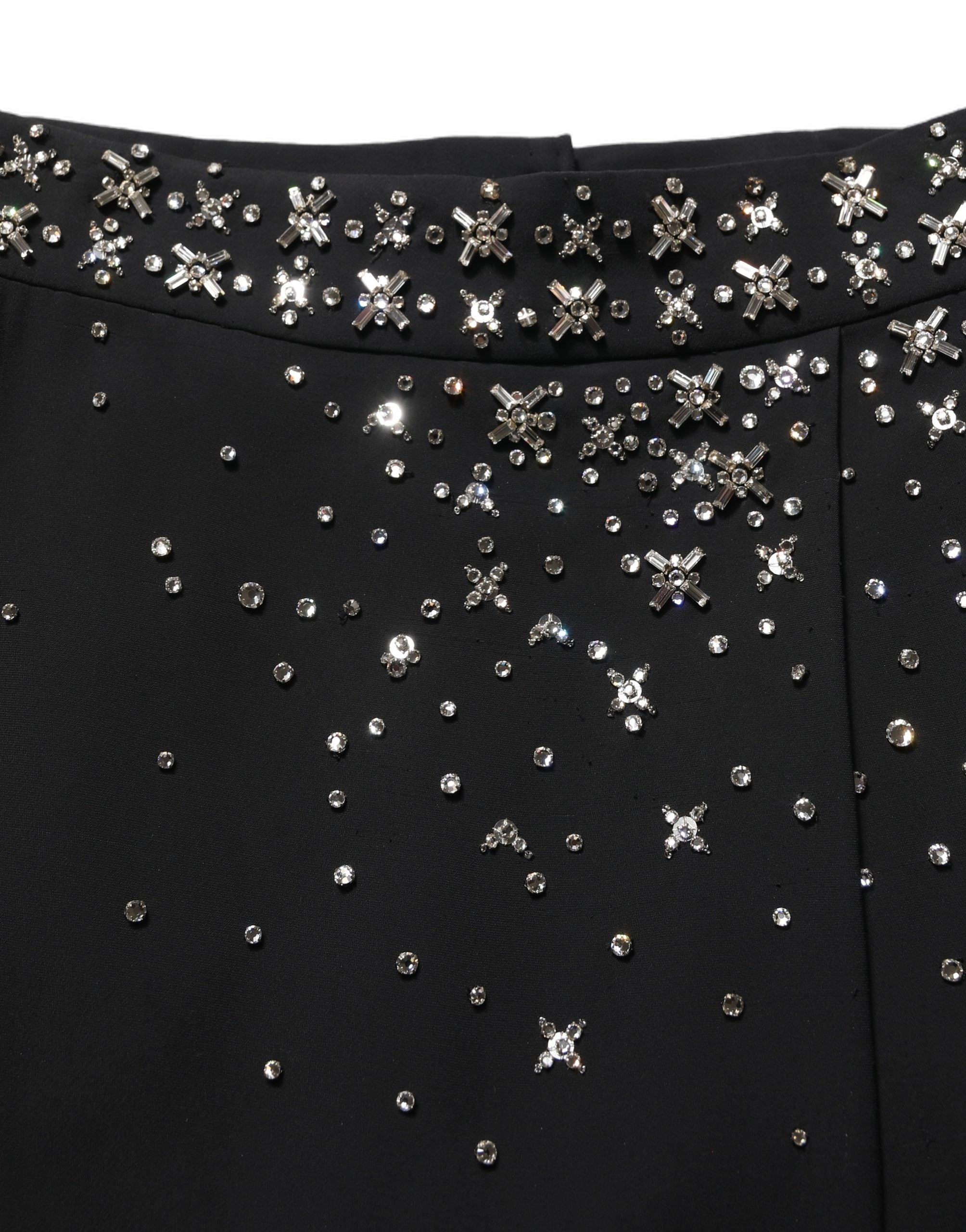 Dolce & Gabbana Black Crystal Embellished High Slit Skirt