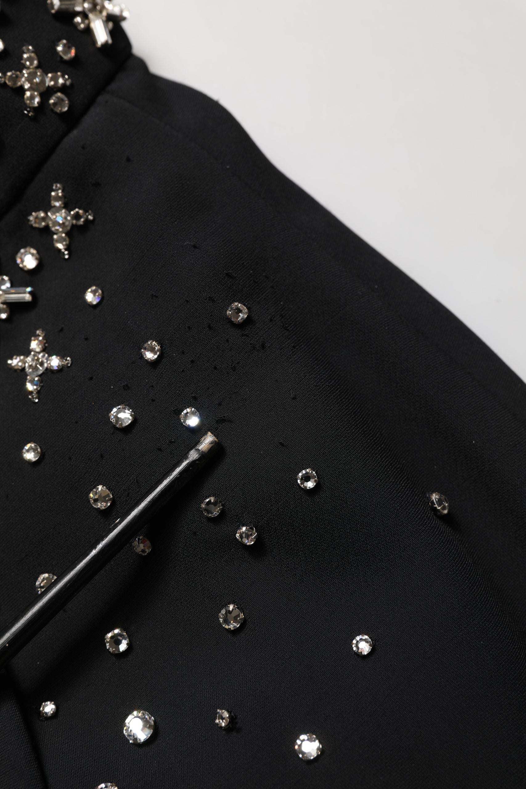 Dolce & Gabbana Black Crystal Embellished High Slit Skirt