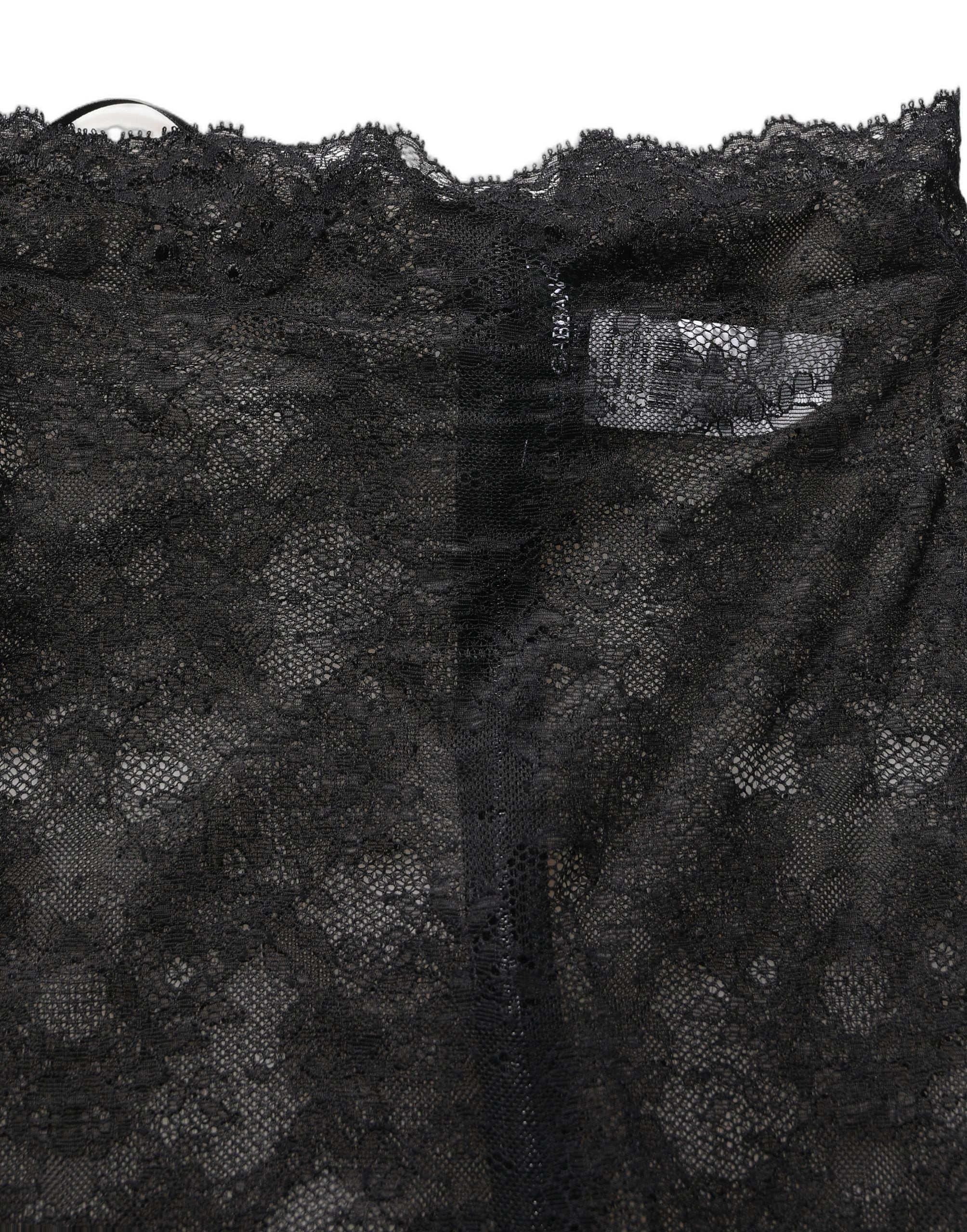Dolce & Gabbana Black Floral Lace High Waist KneeLength Skirt