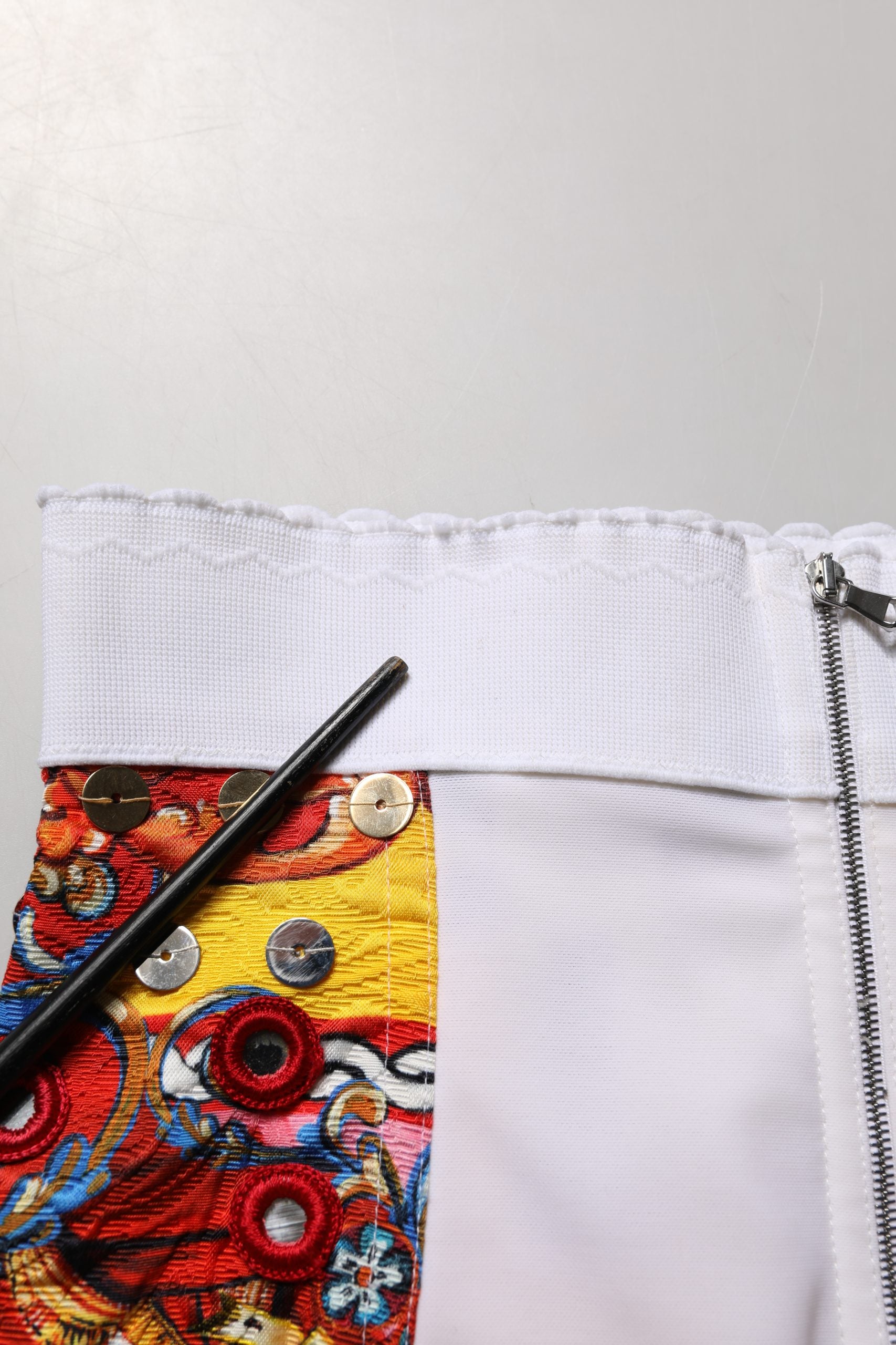Dolce & Gabbana Multicolor Brocade Jewelled High Waist Hotpants Skirt