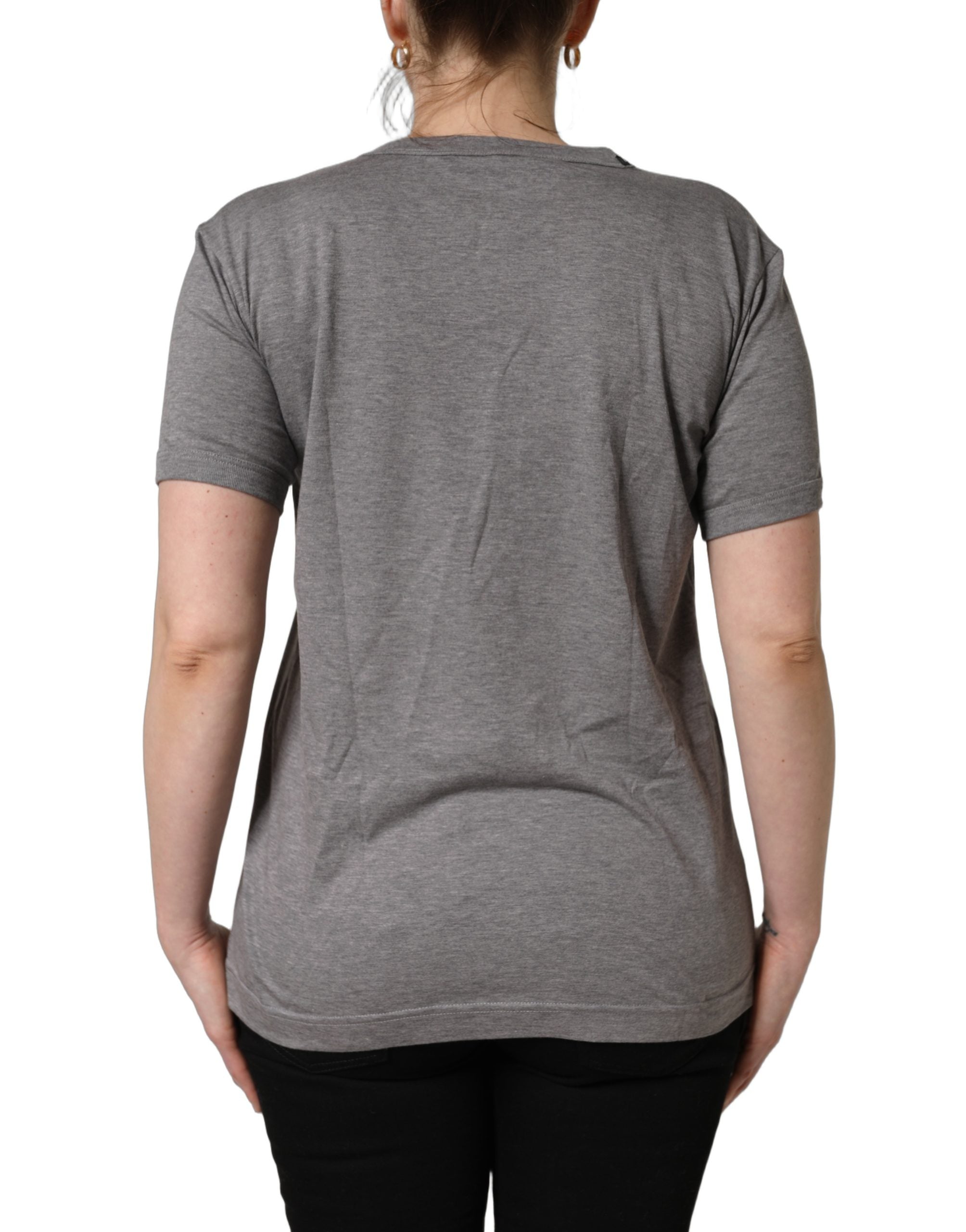 Dolce & Gabbana Grey Cotton Short Sleeves Crew Neck T-shirt