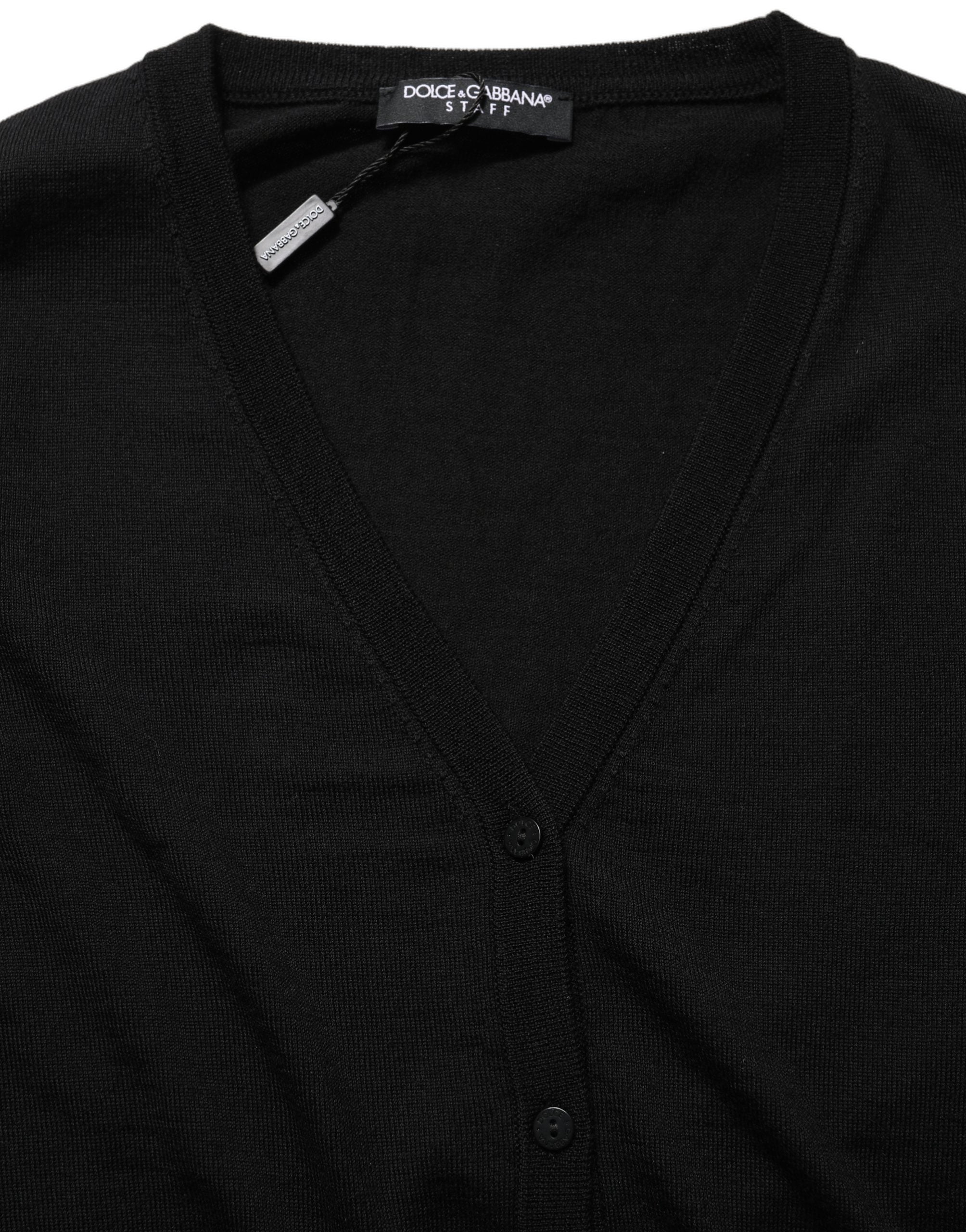 Dolce & Gabbana Black Wool Knit Button Cardigan Sweater