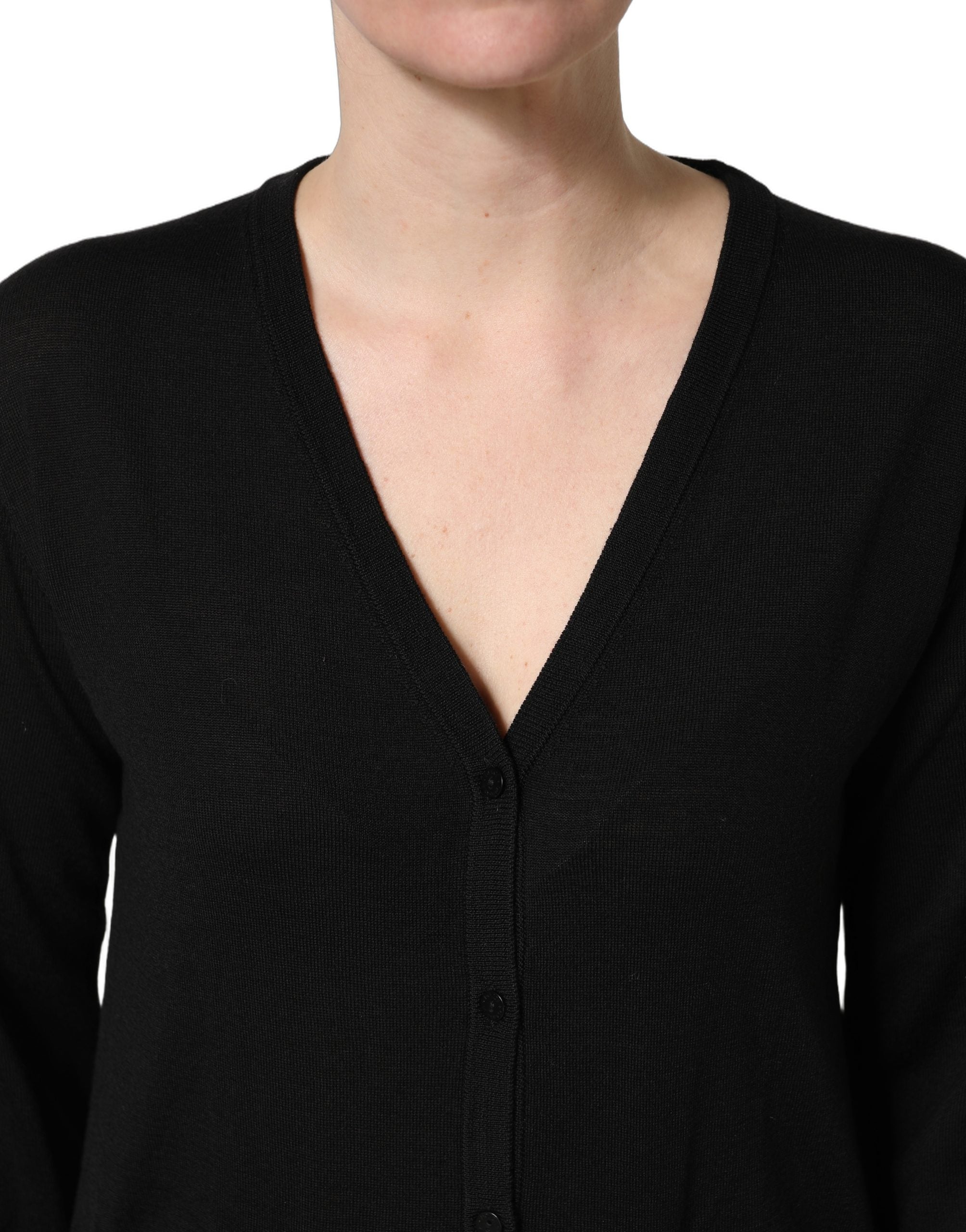 Dolce & Gabbana Black Wool Knit Button Cardigan Sweater