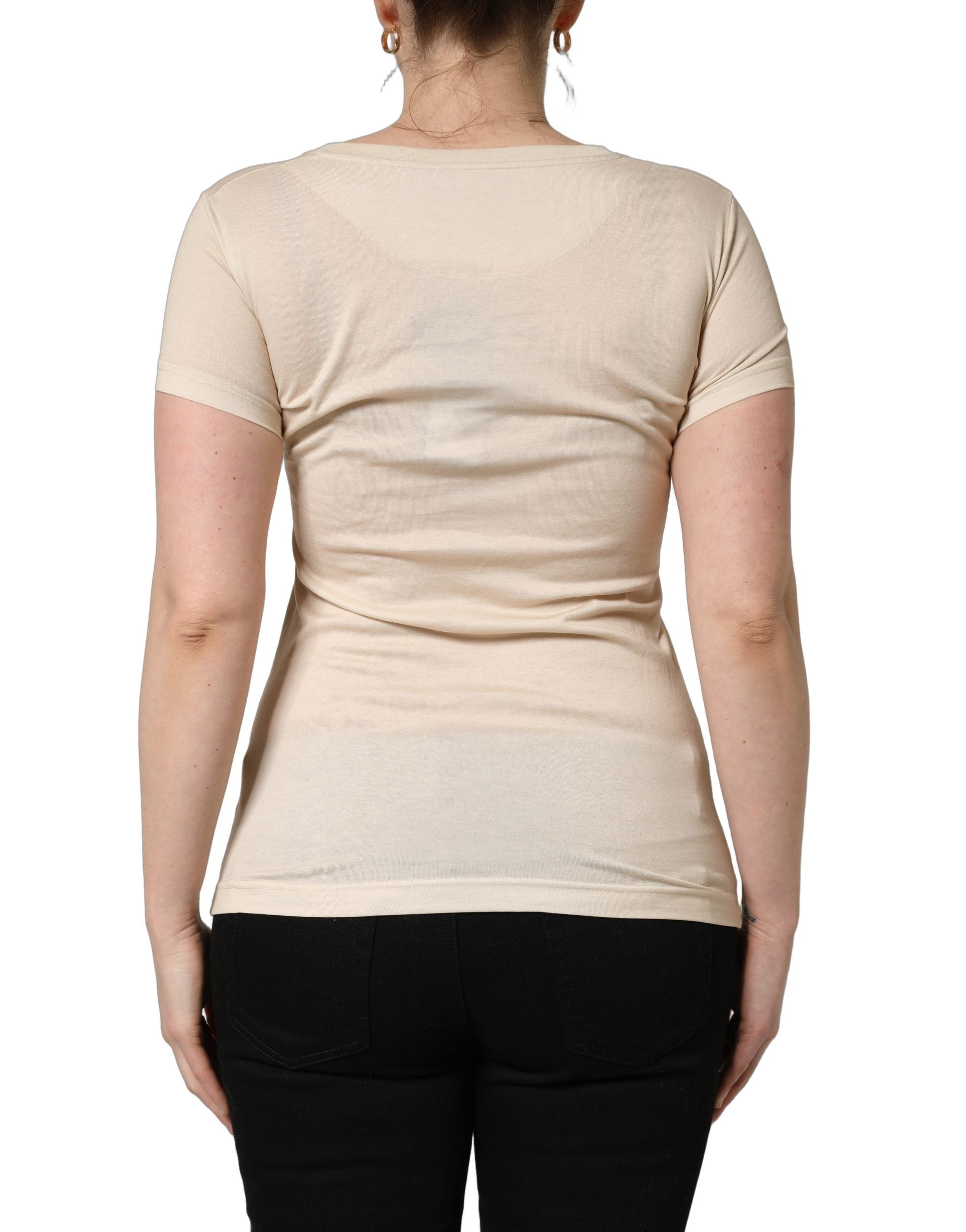 Dolce & Gabbana Beige Jungle Print Cotton Round Neck T-Shirt