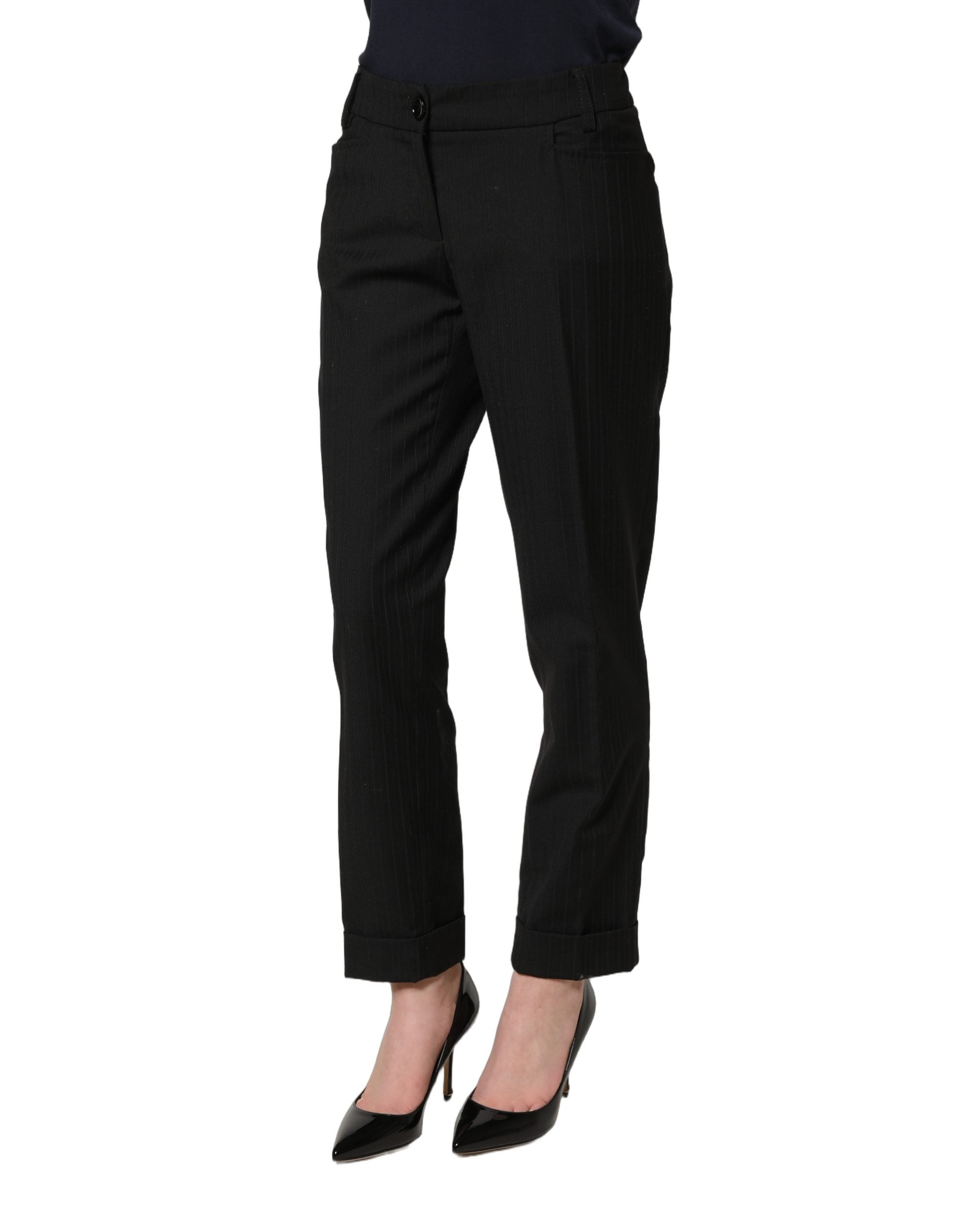 Dolce & Gabbana Black Mid Waisted Polyester Trouser Pants