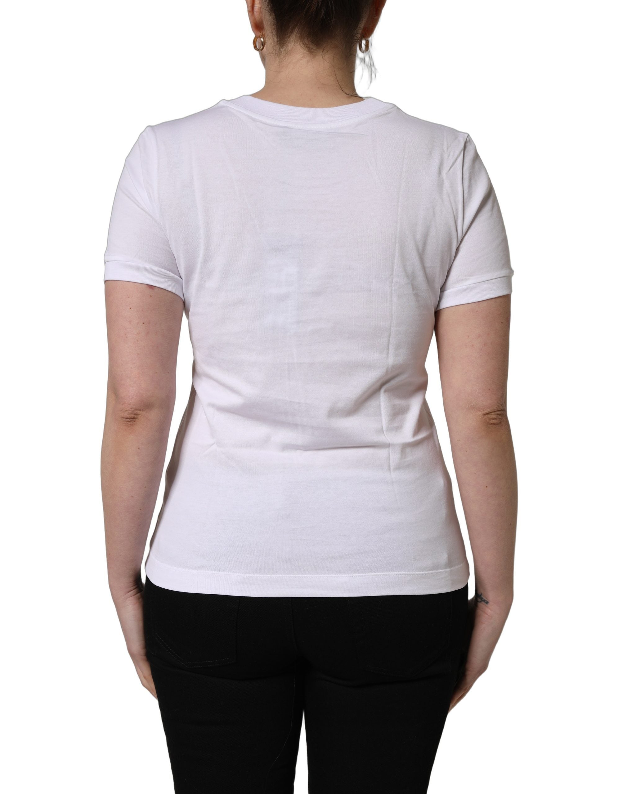 Dolce & Gabbana White Cotton Round Neck Short Sleeves T-Shirt