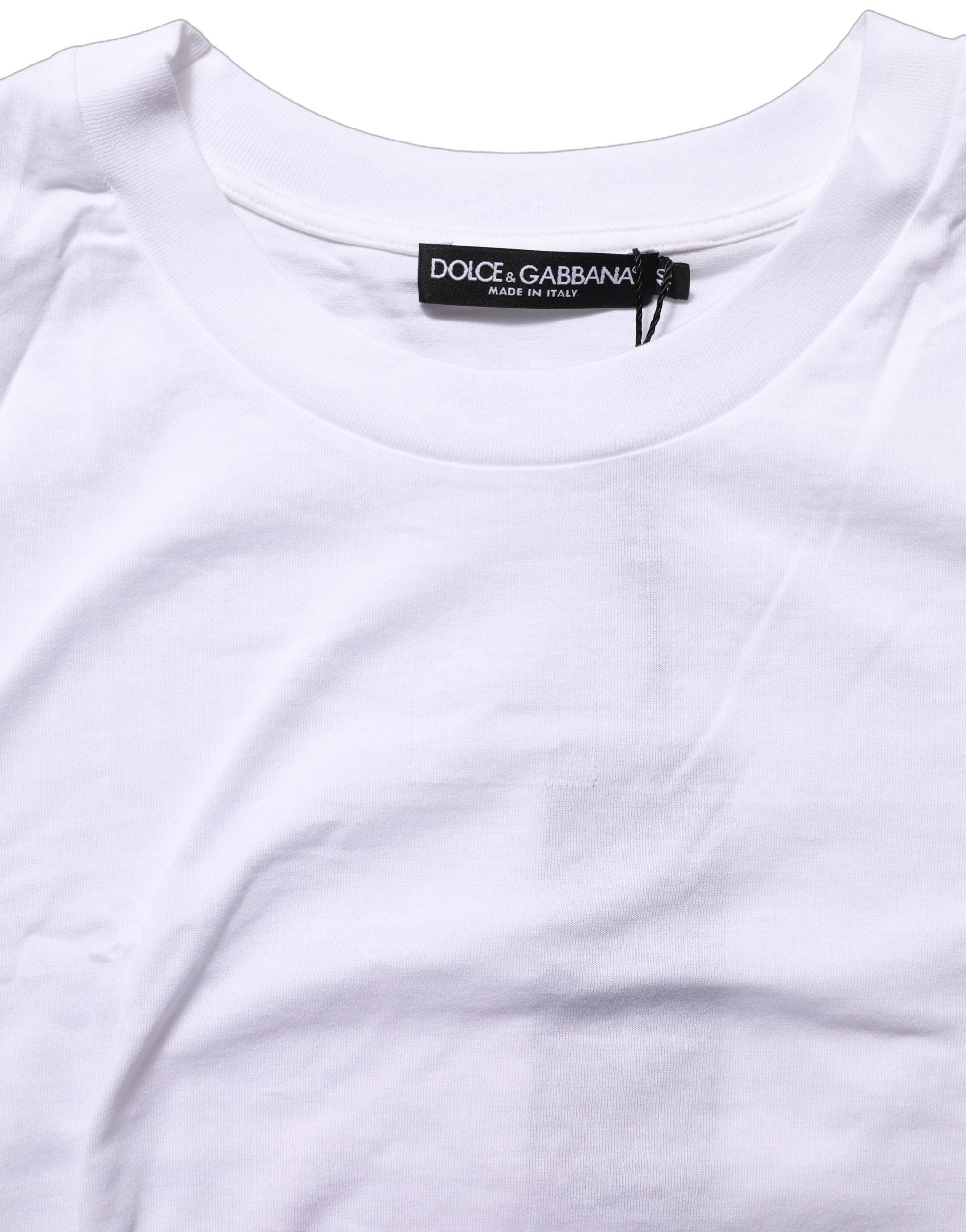 Dolce & Gabbana White Cotton Round Neck Short Sleeves T-Shirt