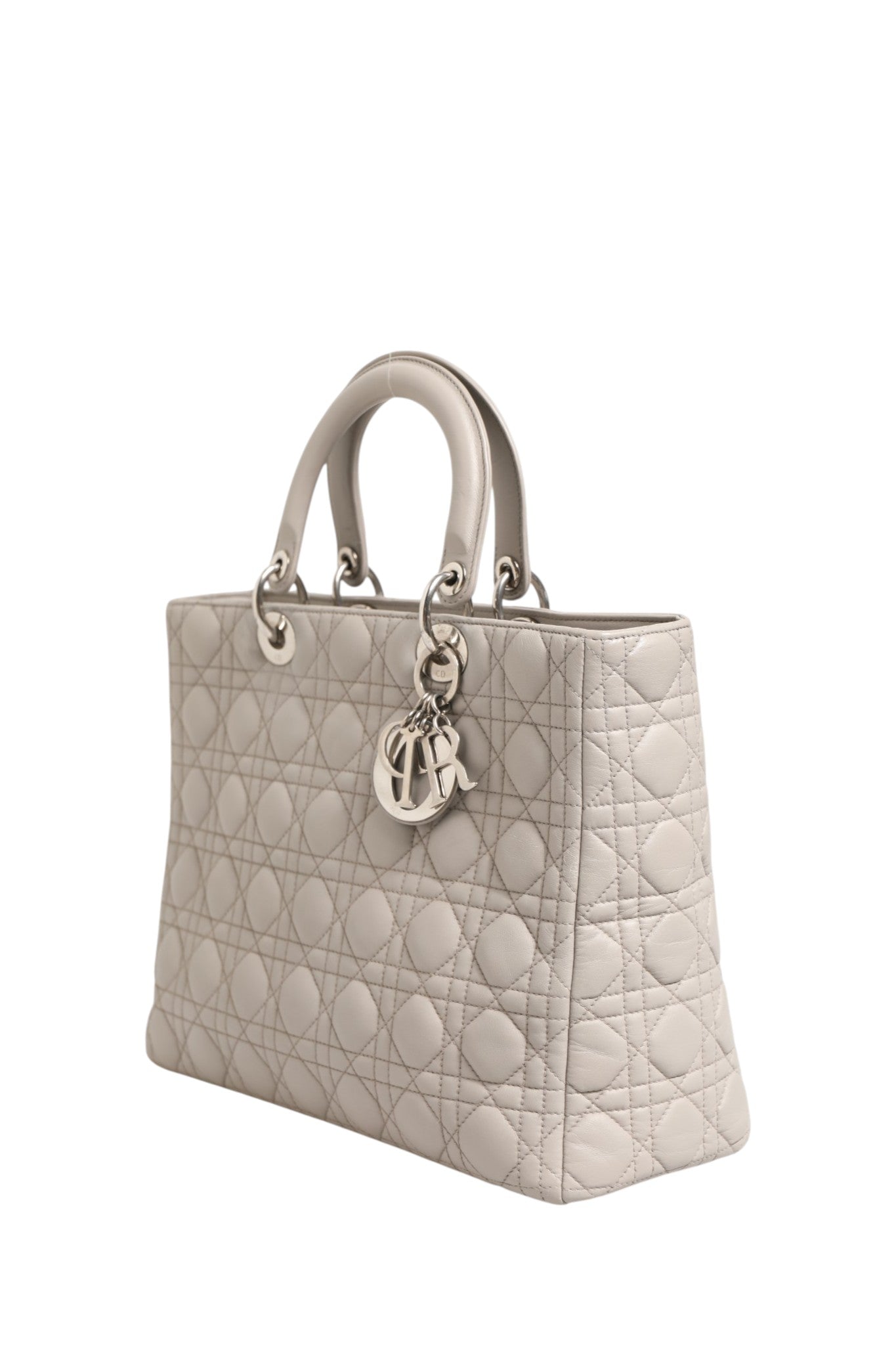 Christian Dior Lady Dior Large Grey Cannage Lambskin Bag