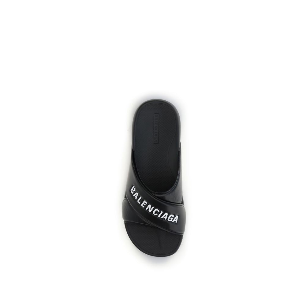 Balenciaga Black Rubber Slippers