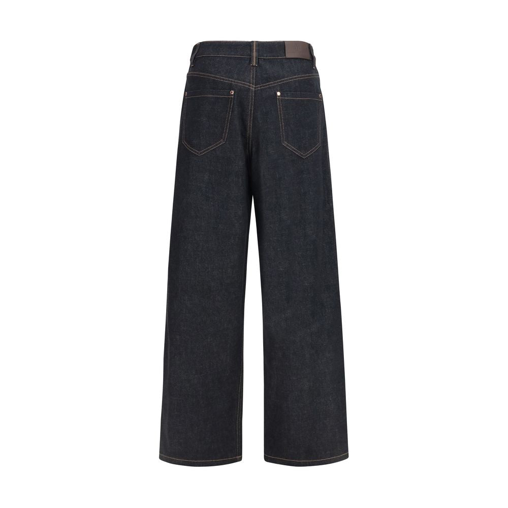 Brunello Cucinelli Blue Cotton Straight-Leg Jeans