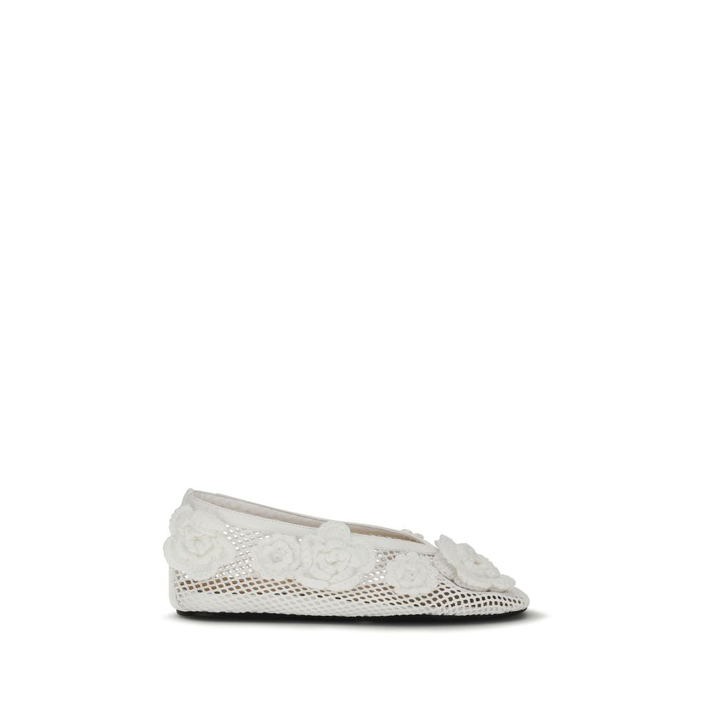 Ganni White Polyethylene Ballet Flats