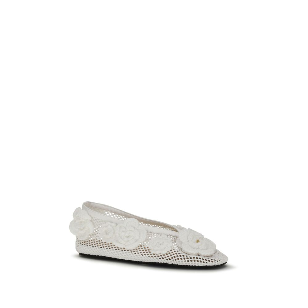 Ganni White Polyethylene Ballet Flats