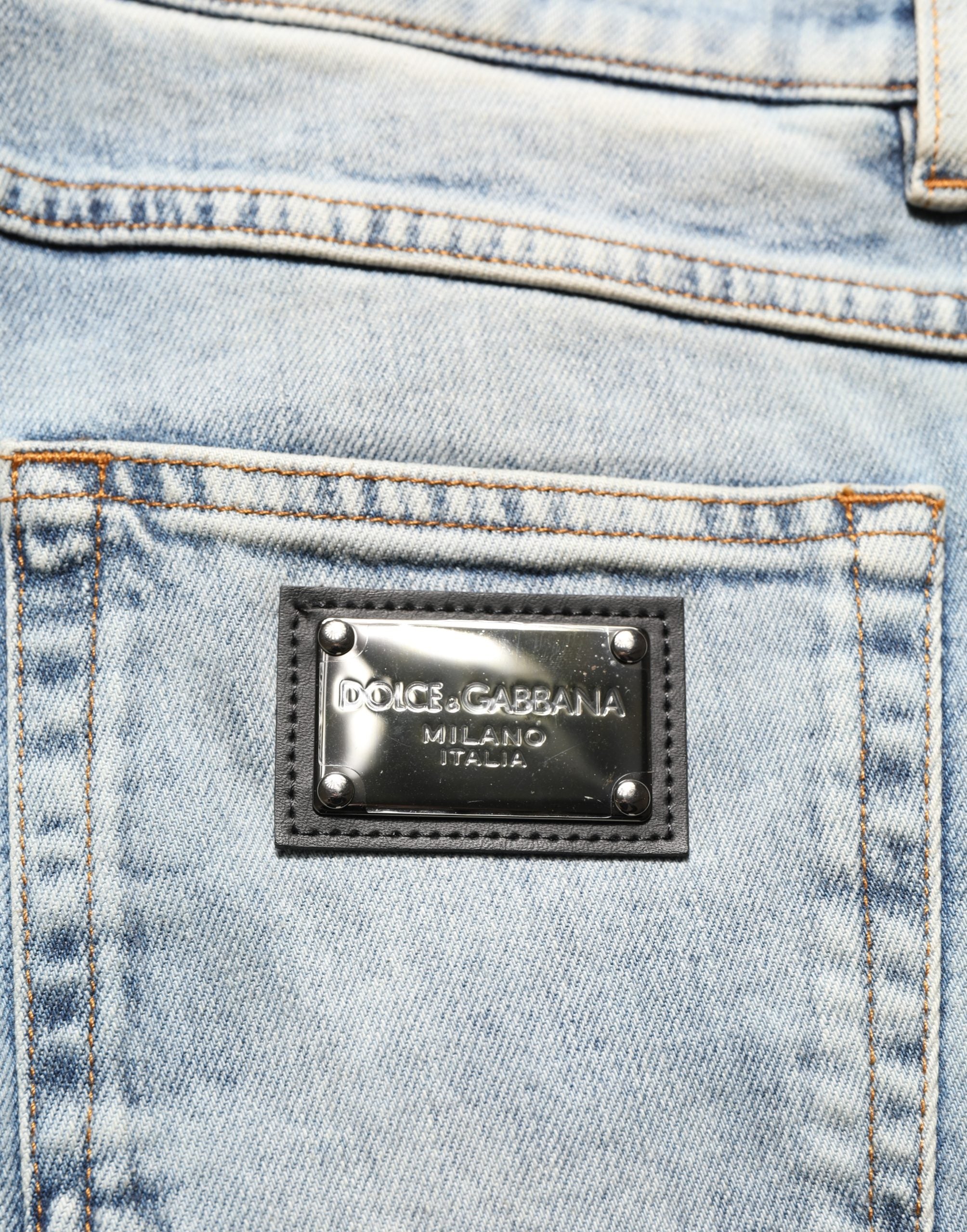 Dolce & Gabbana Blue Washed Mid Waist Straight Men Denim Jeans