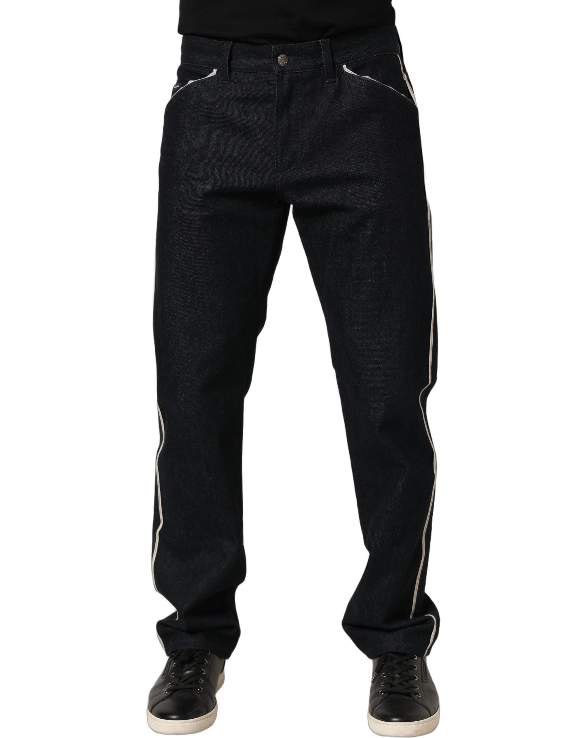 Dolce & Gabbana Black Cotton Mid Waist Classic Men Denim Jeans