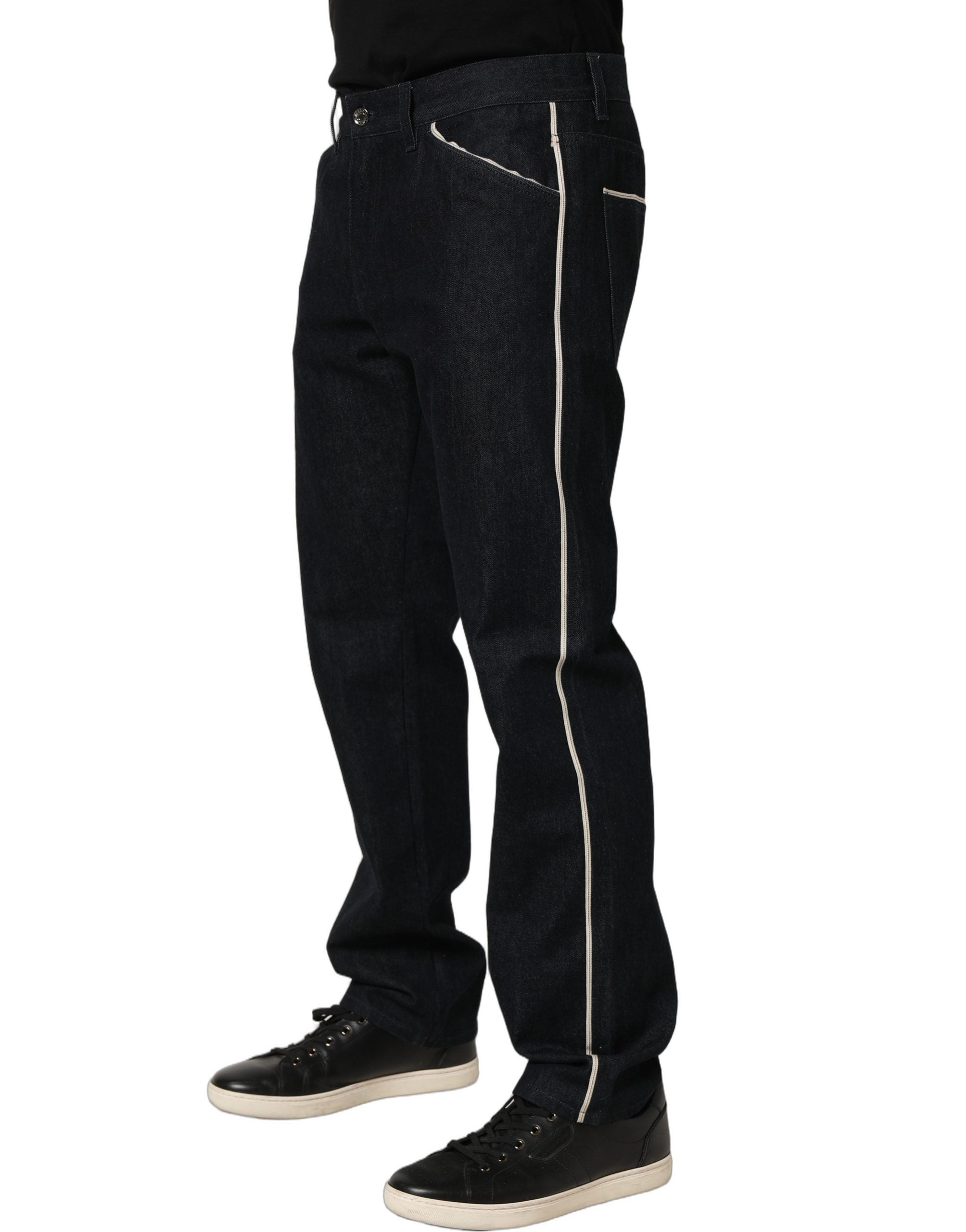 Dolce & Gabbana Black Cotton Mid Waist Classic Men Denim Jeans