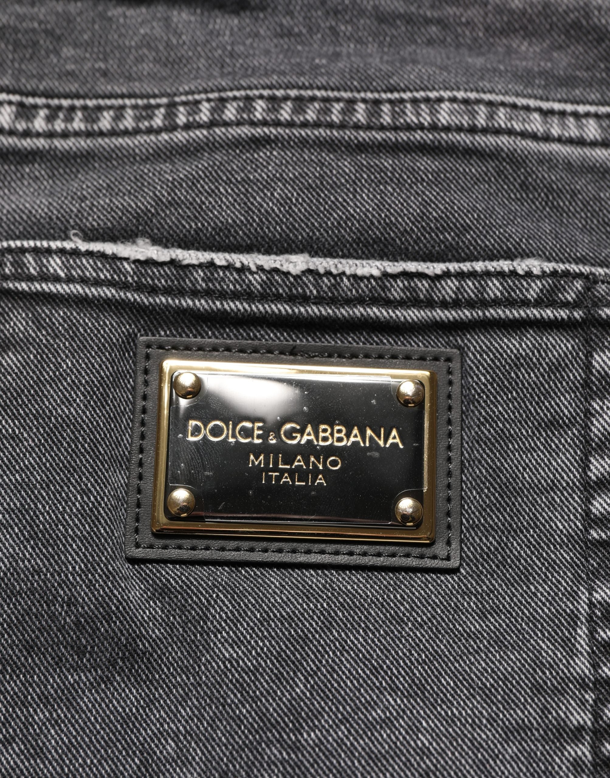 Dolce & Gabbana Dark Grey Distressed Mid Waist Denim Jeans