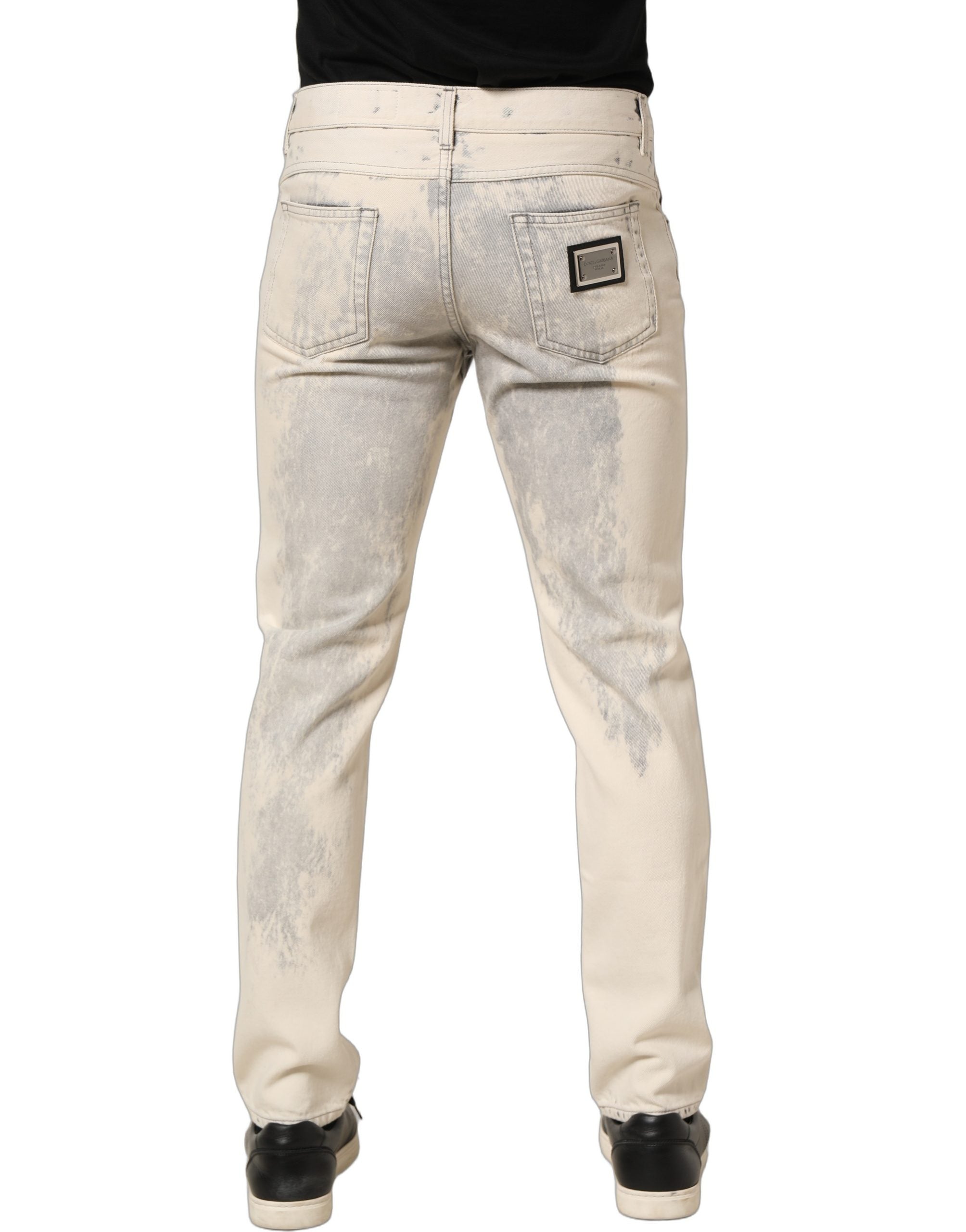 Dolce & Gabbana Beige Tie Dye Cotton Straight Men Denim Jeans