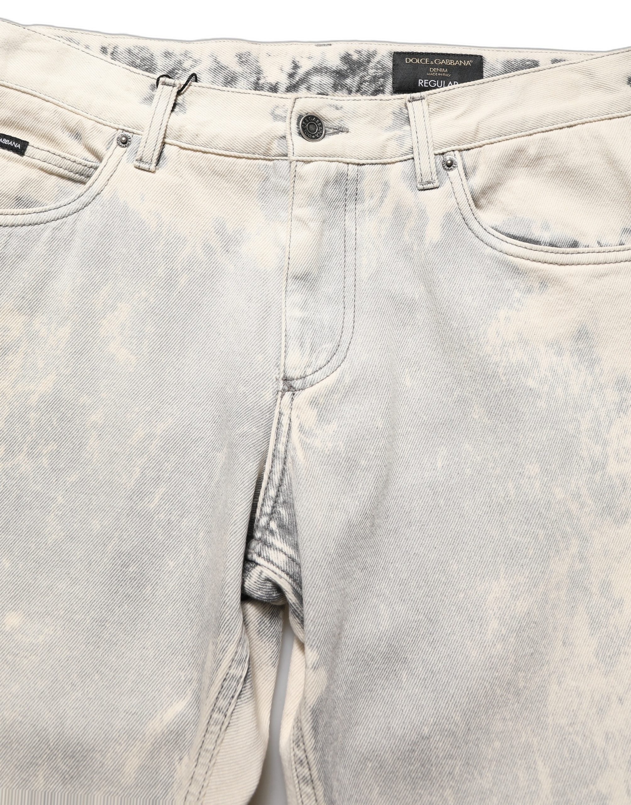 Dolce & Gabbana Beige Tie Dye Cotton Straight Men Denim Jeans