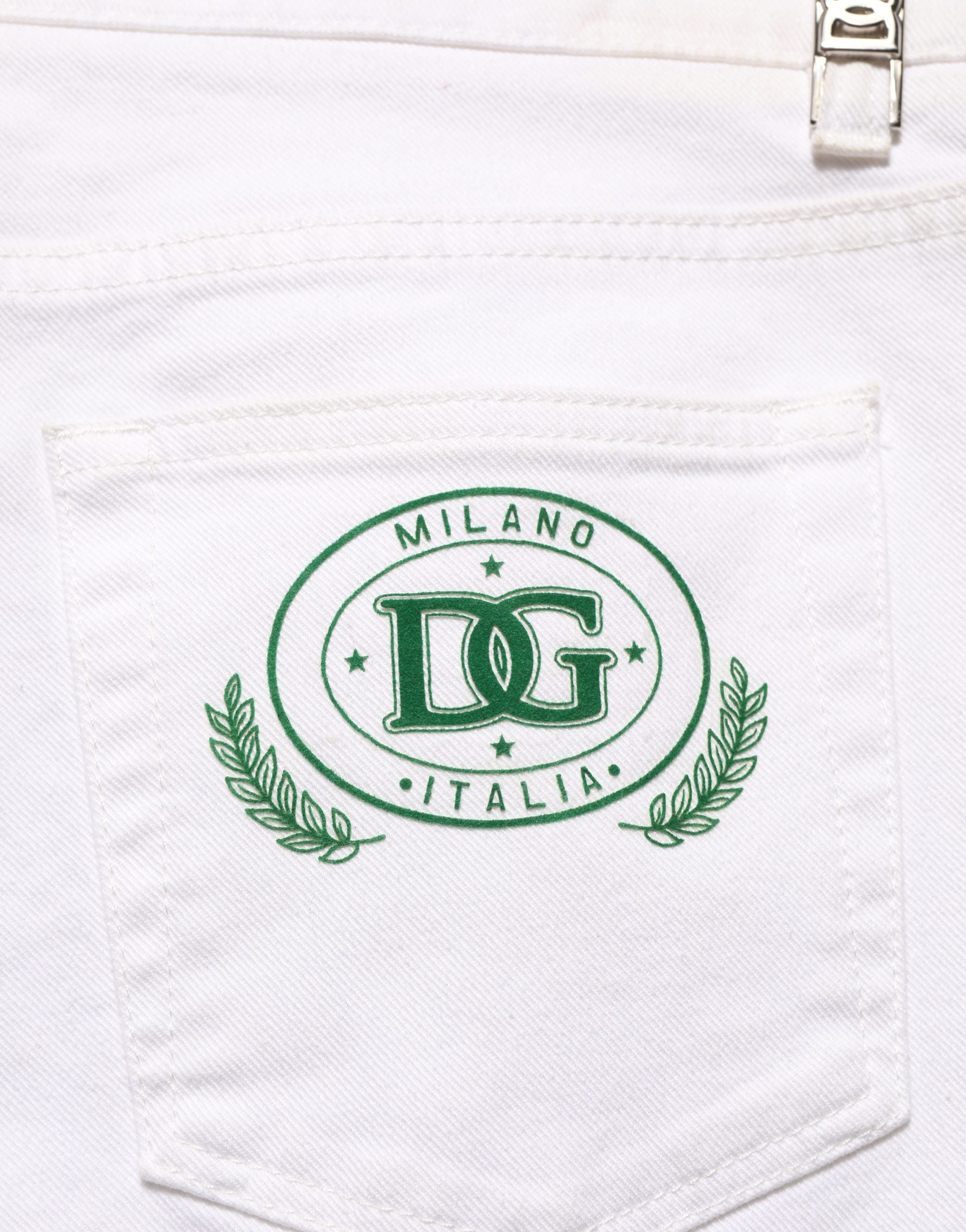 Dolce & Gabbana White Cotton Skinny Mid Waist Denim Jeans