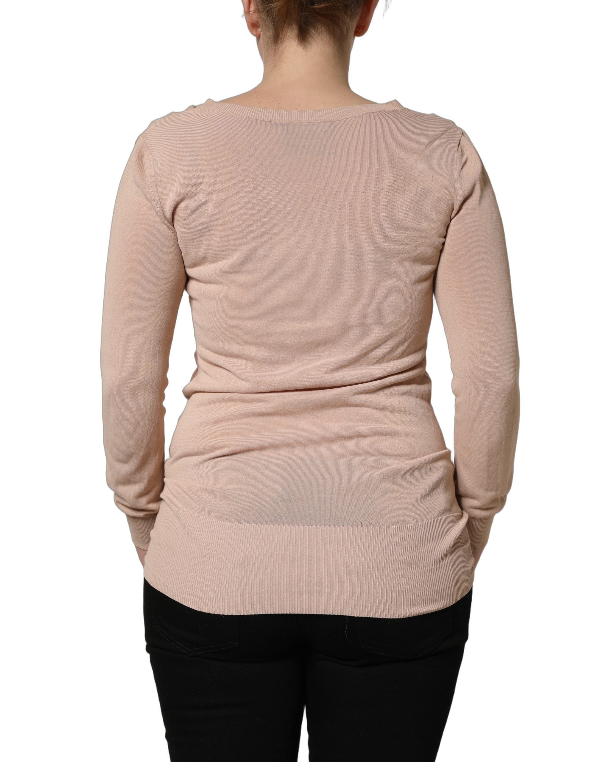 Dolce & Gabbana Beige Ribbed V-neck Front Tie Cardigan Sweater