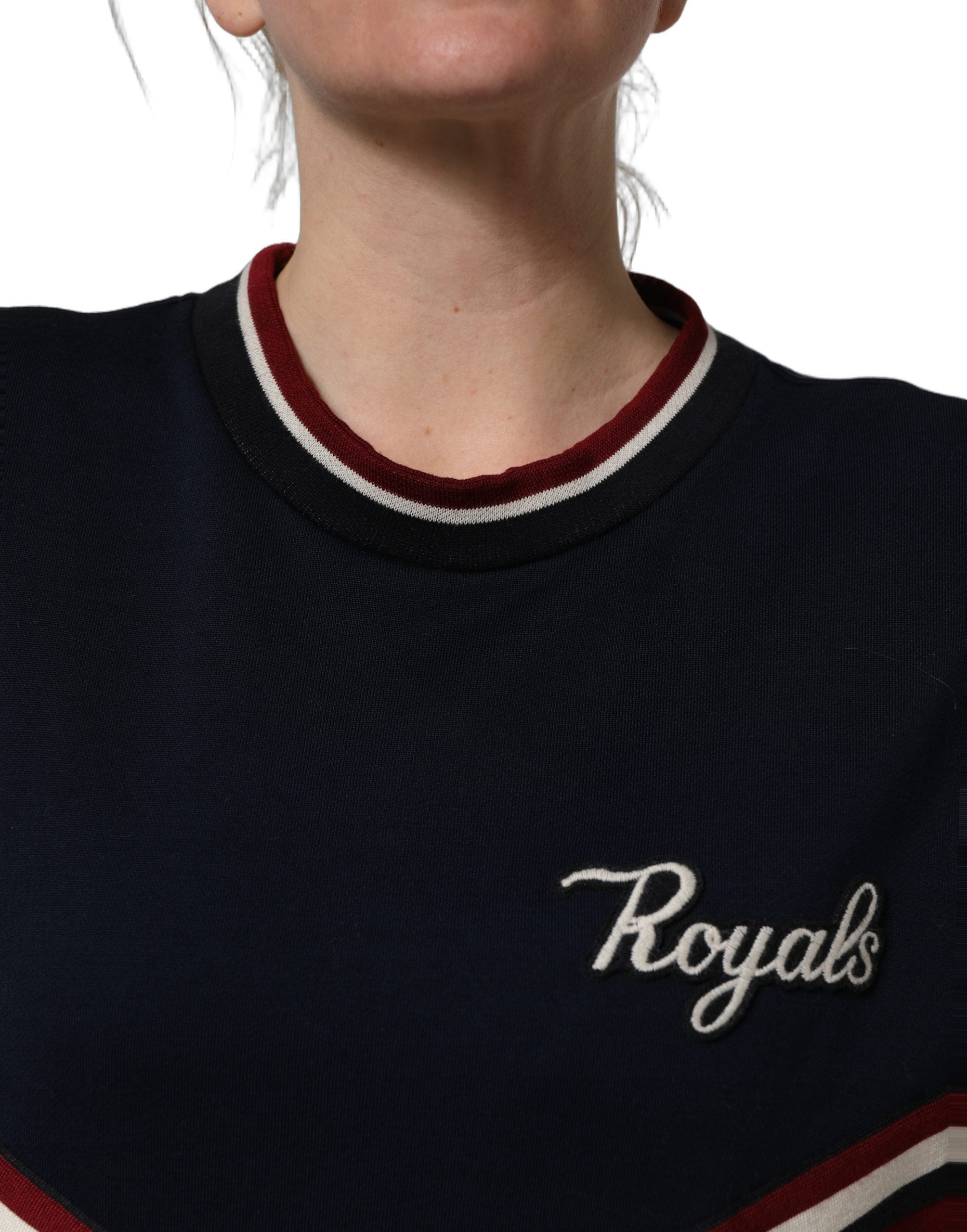 Dolce & Gabbana Blue Red Paneled 'Royals' Patch Sweatshirt Sweater