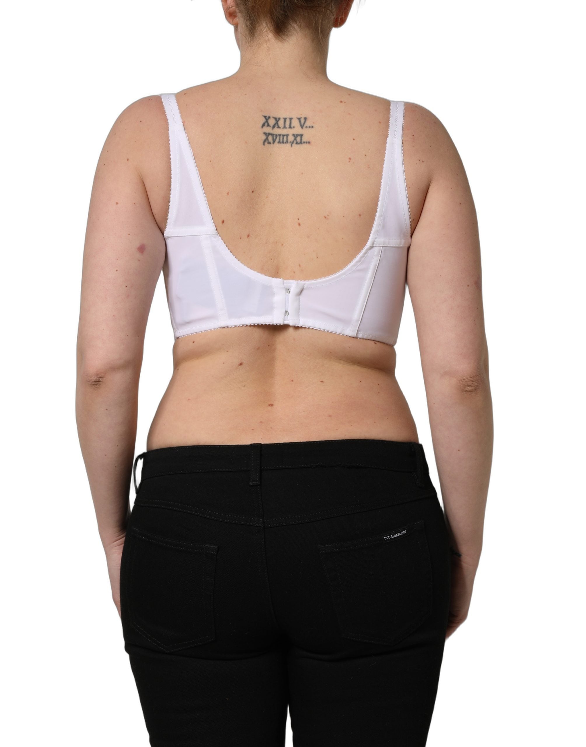 Dolce & Gabbana White Pearls Beaded Corset Bustier Crop Top