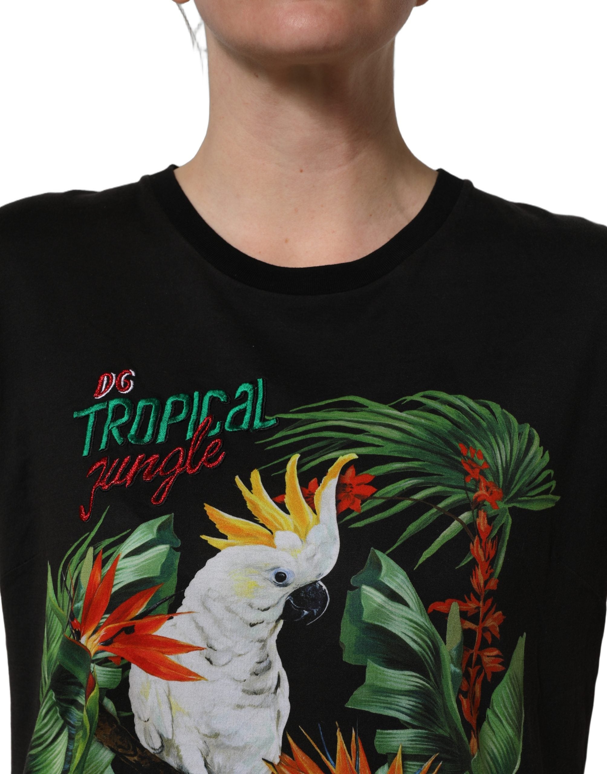 Dolce & Gabbana Black Tropical Jungle Round Neck T-shirt