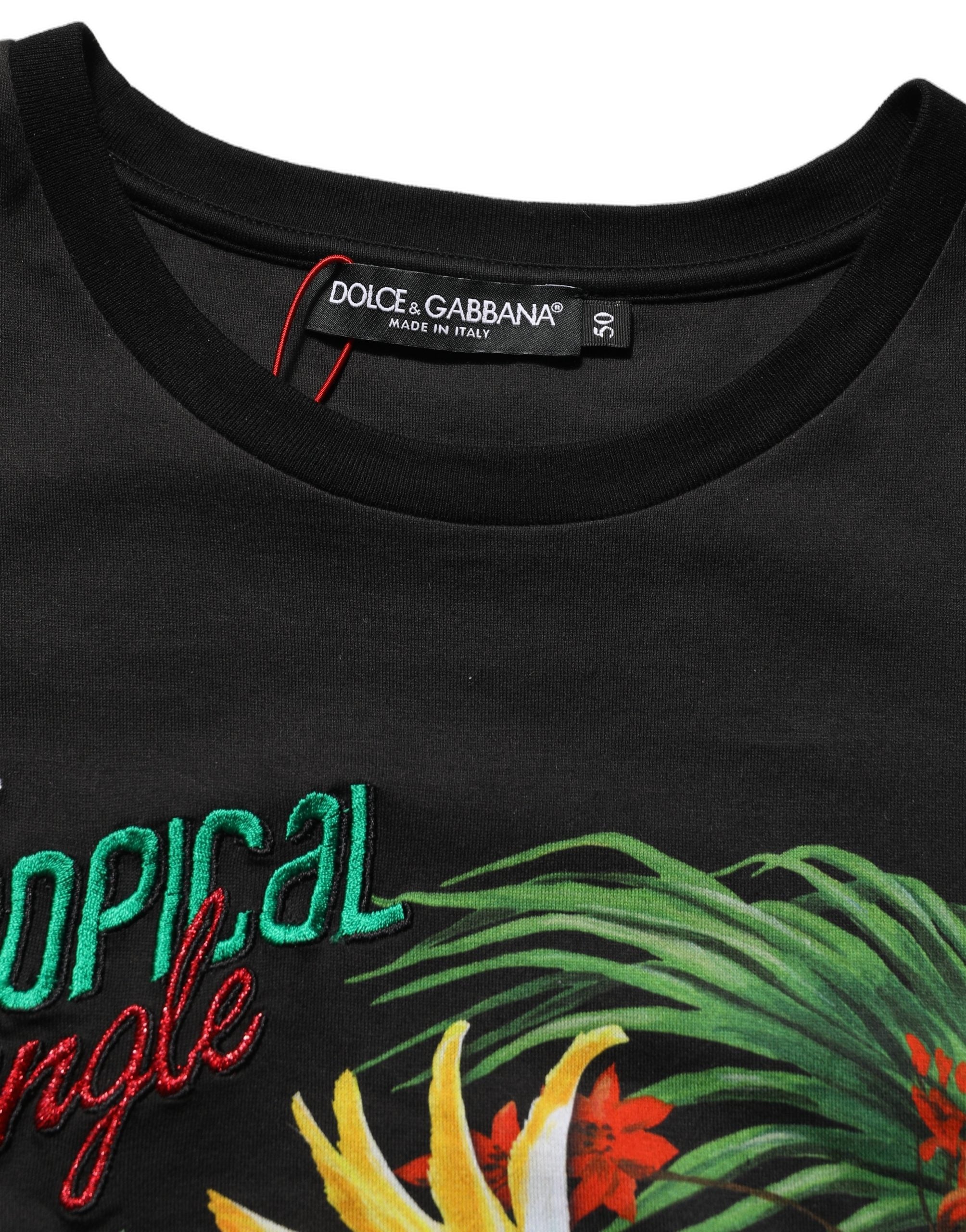 Dolce & Gabbana Black Tropical Jungle Round Neck T-shirt