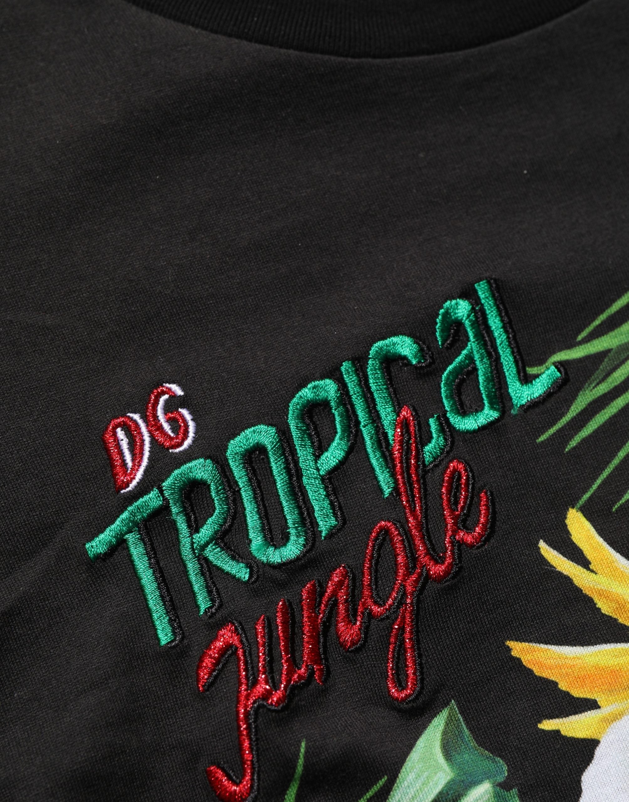 Dolce & Gabbana Black Tropical Jungle Round Neck T-shirt