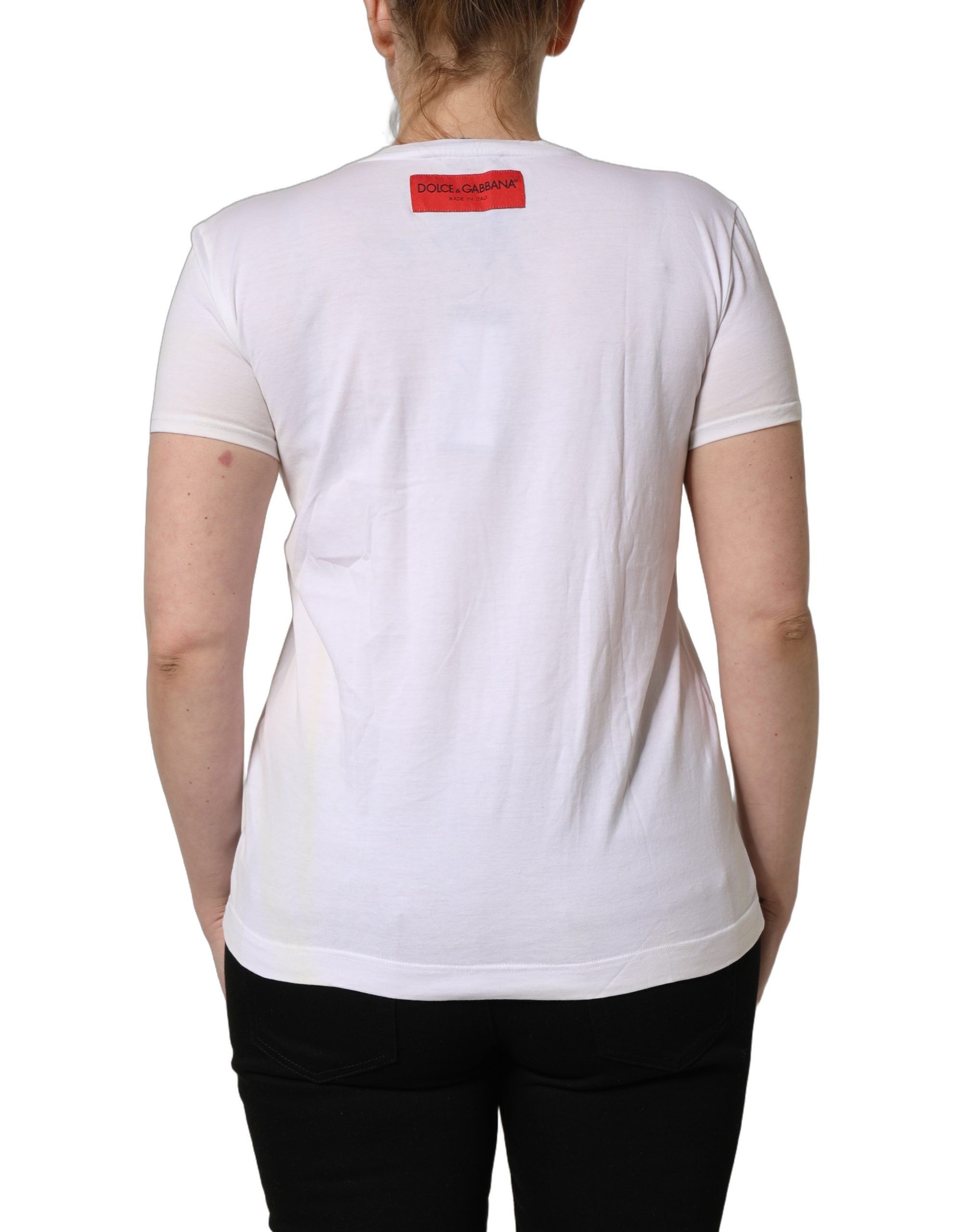 Dolce & Gabbana White D&G is Flowers Print Round Neck T-shirt