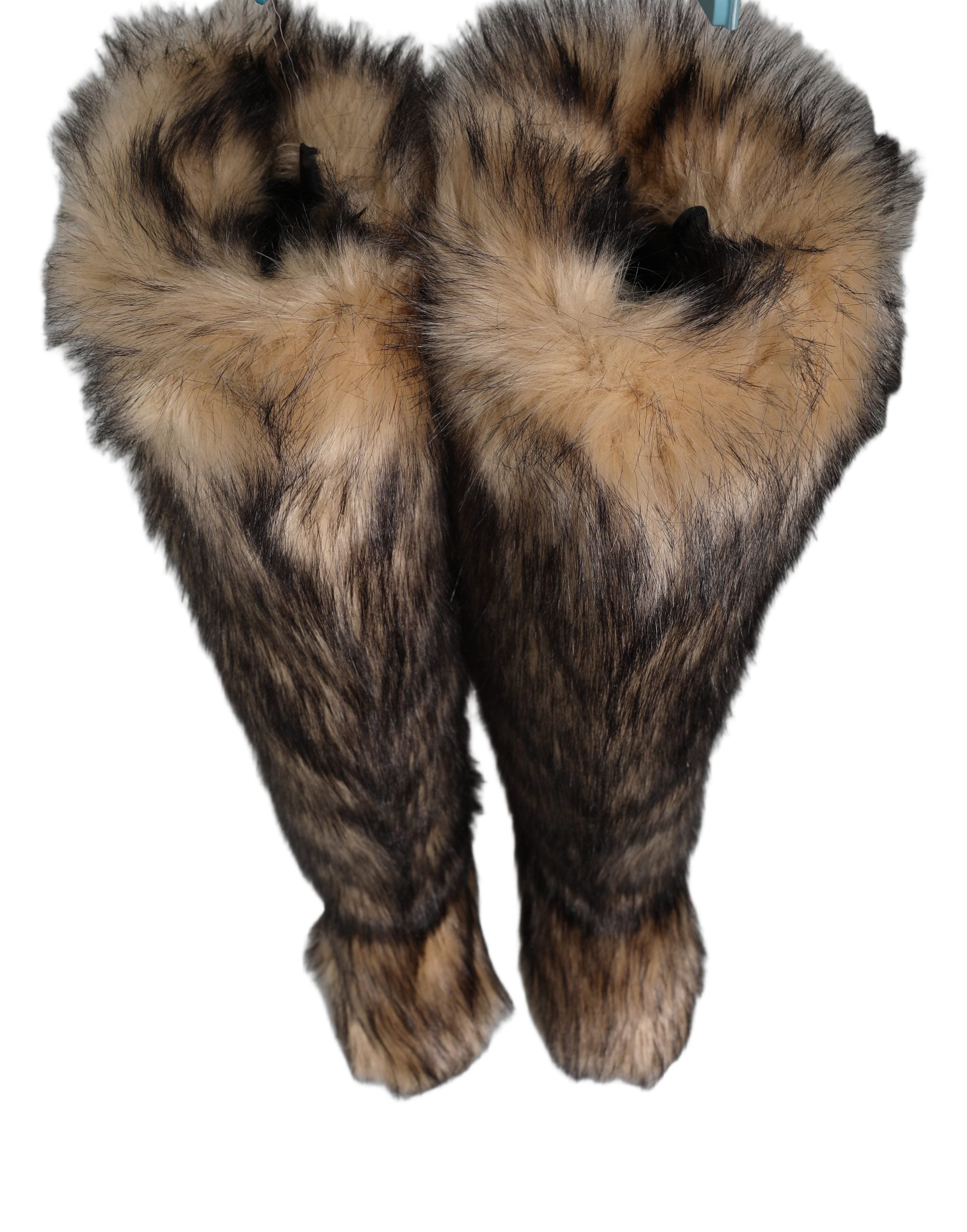 Dolce & Gabbana Brown Faux Skim Ski Fur Knee High Boots Shoes