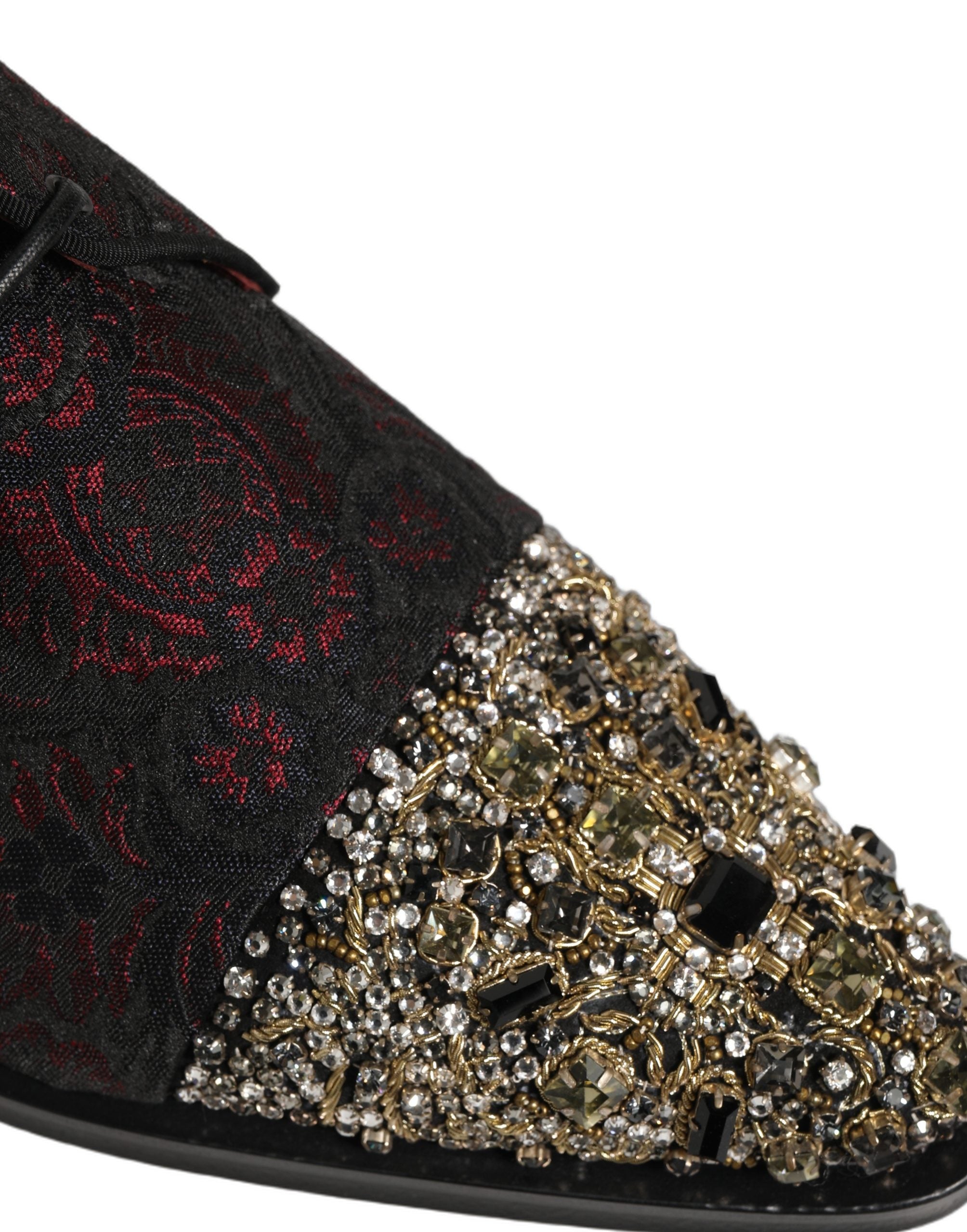 Dolce & Gabbana Black Red Embellished Derby Dress Formal Shoes