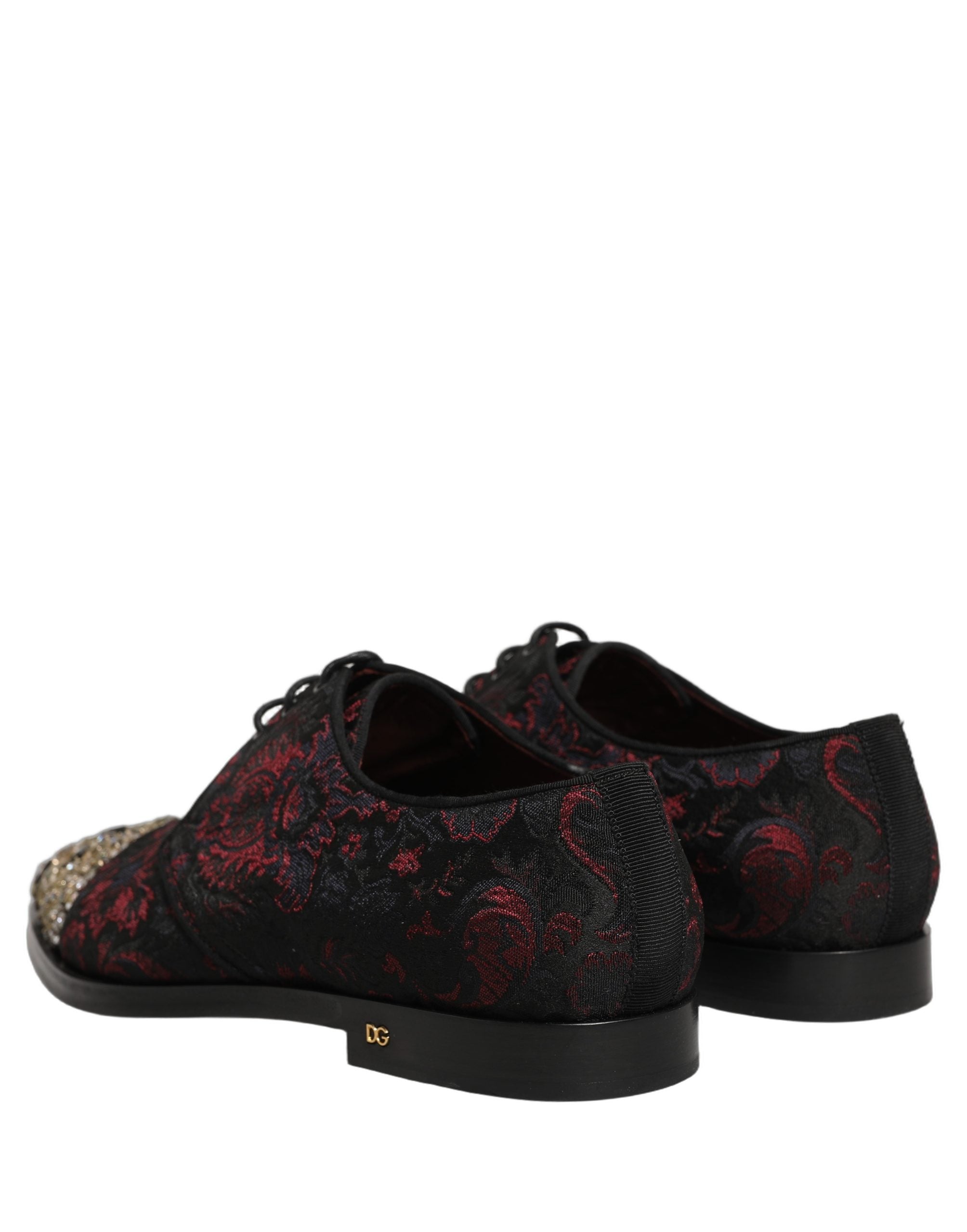 Dolce & Gabbana Black Red Embellished Derby Dress Formal Shoes