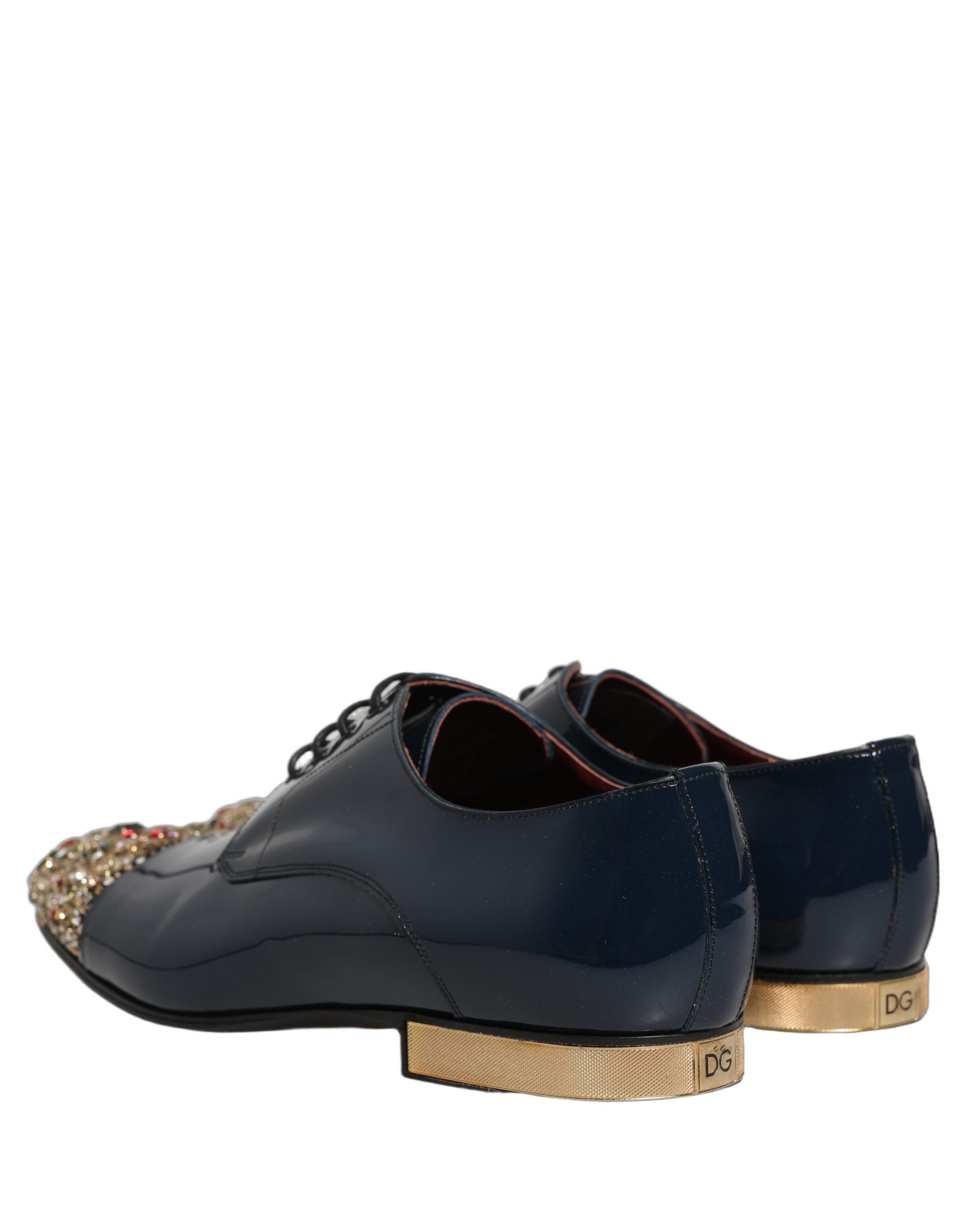 Dolce & Gabbana Blue Embellished Men Derby Dress Formal Shoes