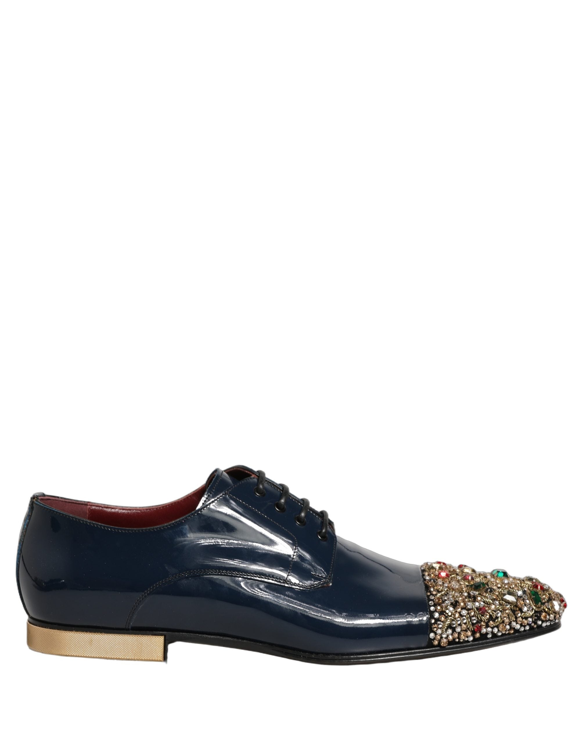Dolce & Gabbana Blue Embellished Men Derby Dress Formal Shoes