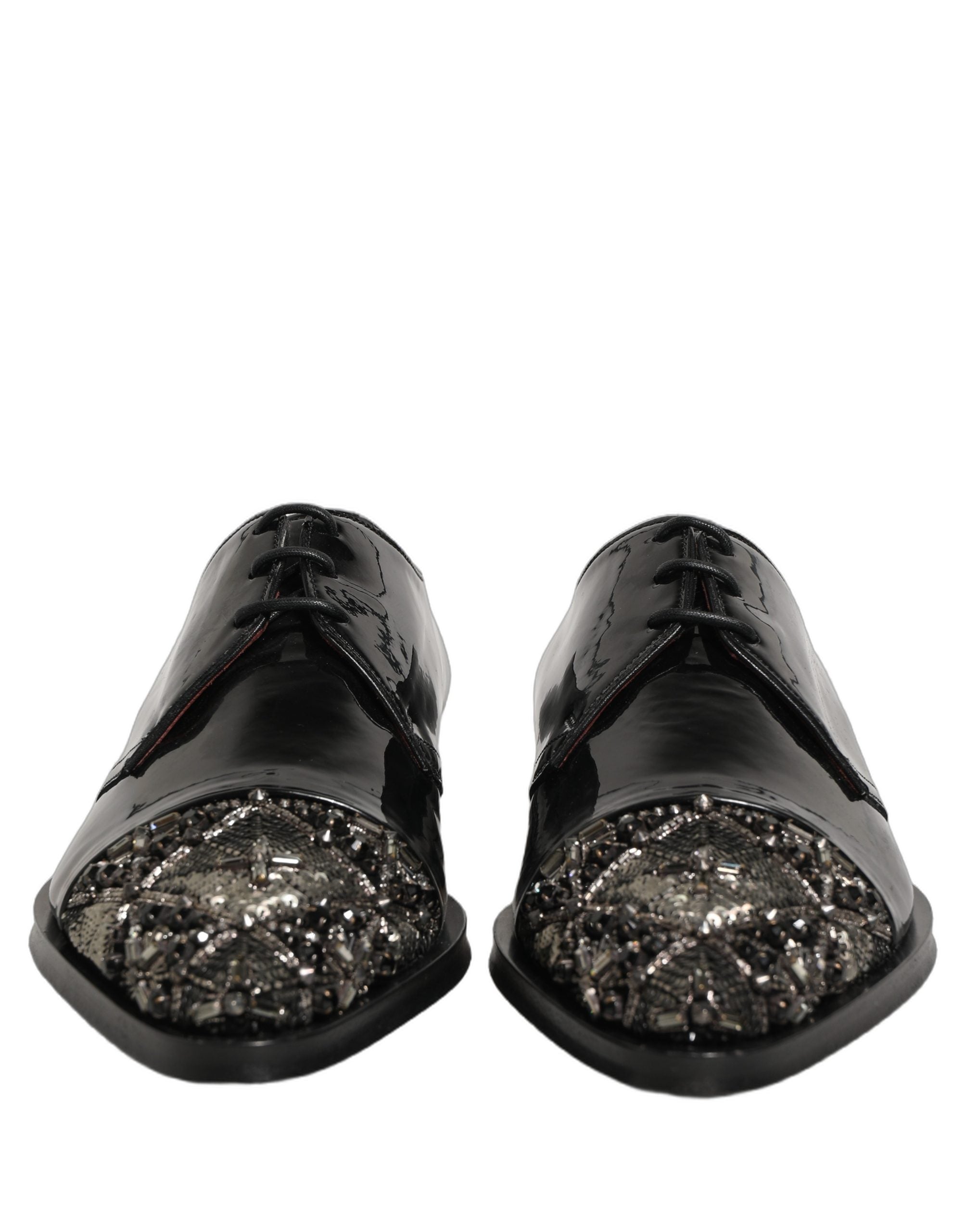 Dolce & Gabbana Black Embellished Men Derby Dress Formal Shoes