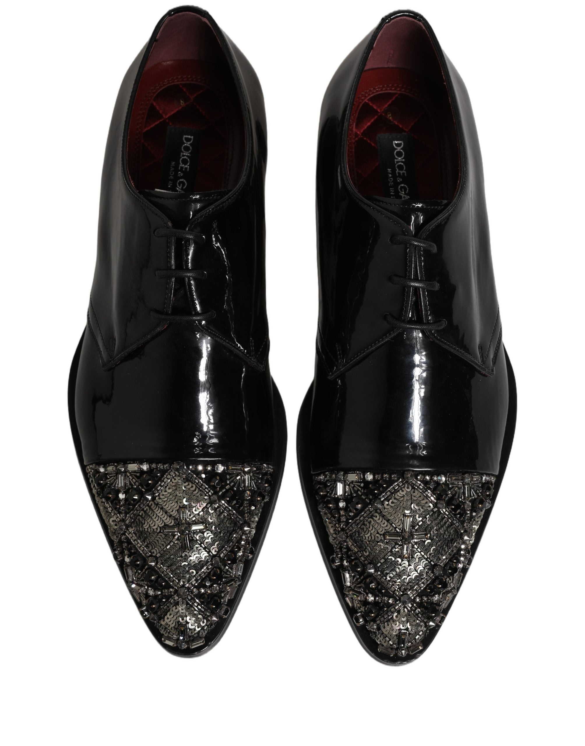 Dolce & Gabbana Black Embellished Men Derby Dress Formal Shoes