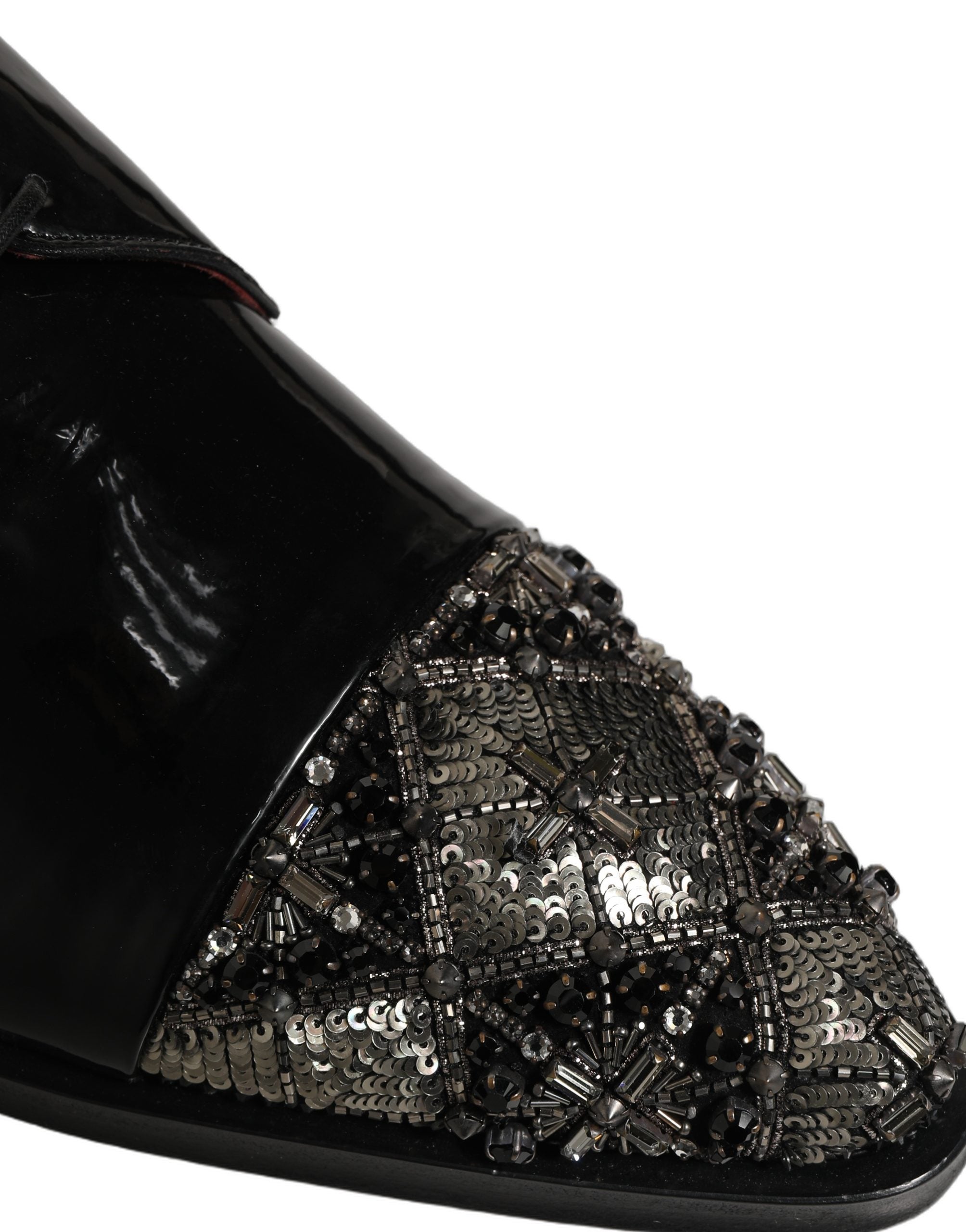 Dolce & Gabbana Black Embellished Derby Dress Formal Shoes