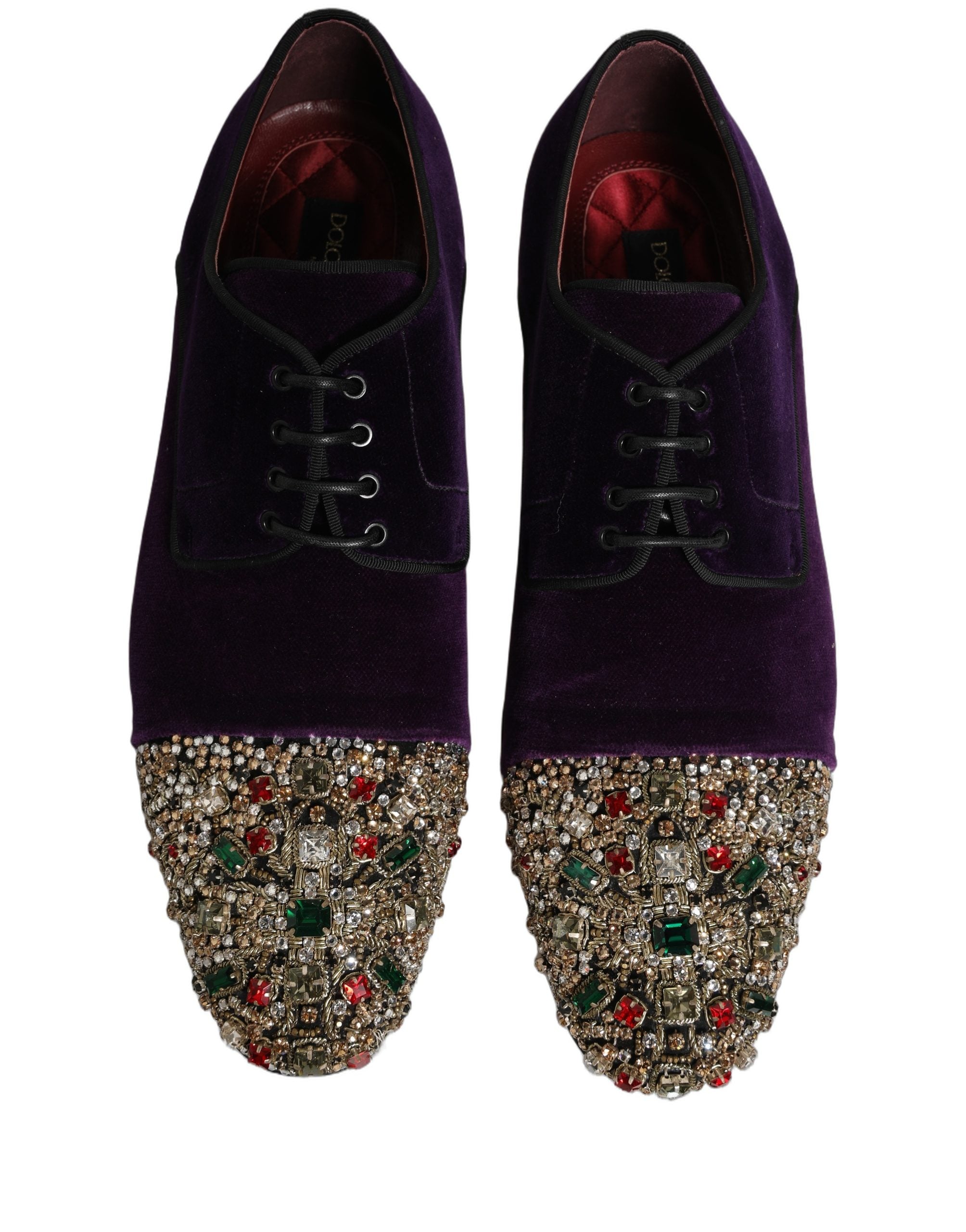 Dolce & Gabbana Violet Suede Embellished Derby Dress Shoes