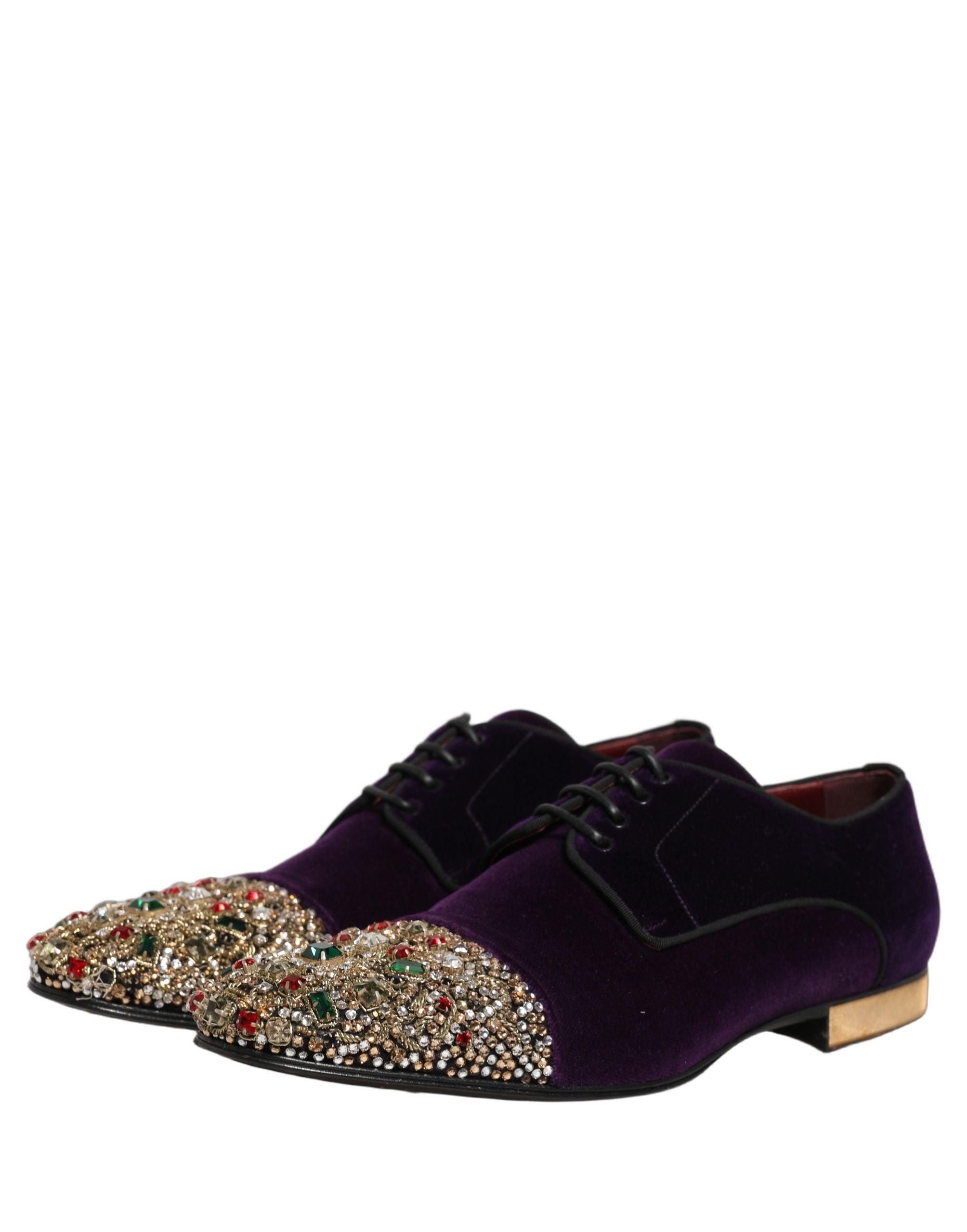 Dolce & Gabbana Violet Suede Embellished Derby Dress Shoes