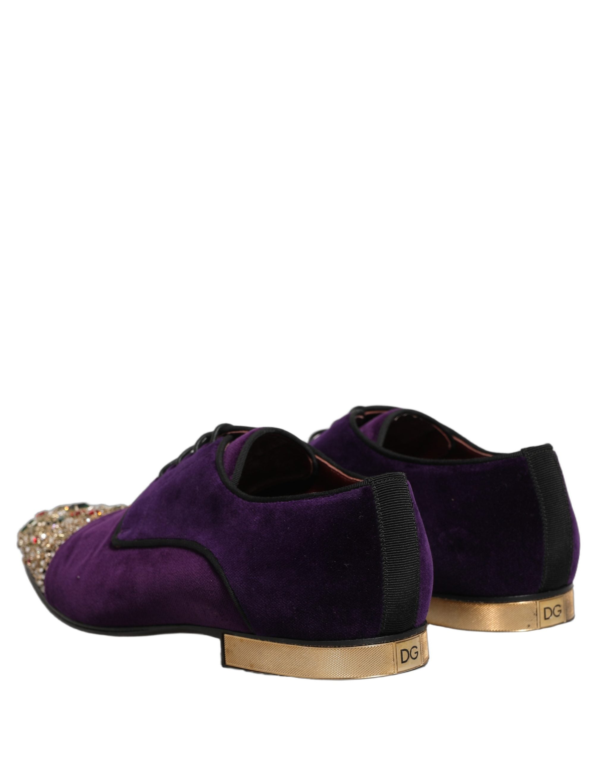 Dolce & Gabbana Violet Suede Embellished Derby Dress Shoes