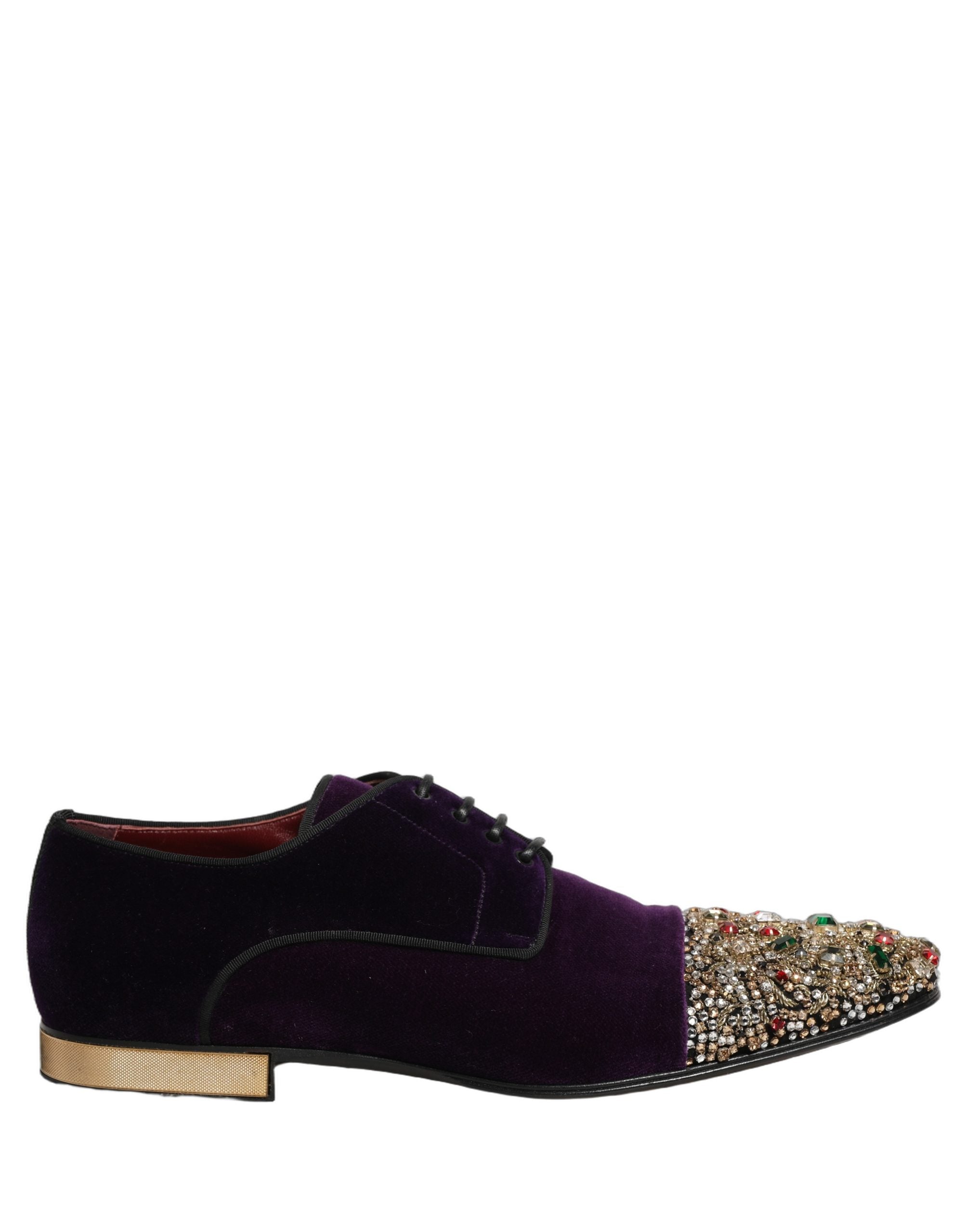 Dolce & Gabbana Violet Suede Embellished Derby Dress Shoes