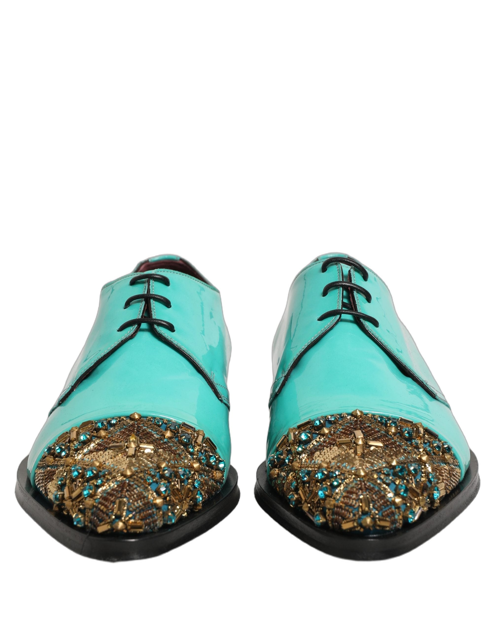Dolce & Gabbana Aqua Blue Embellished Derby Dress Formal Shoes