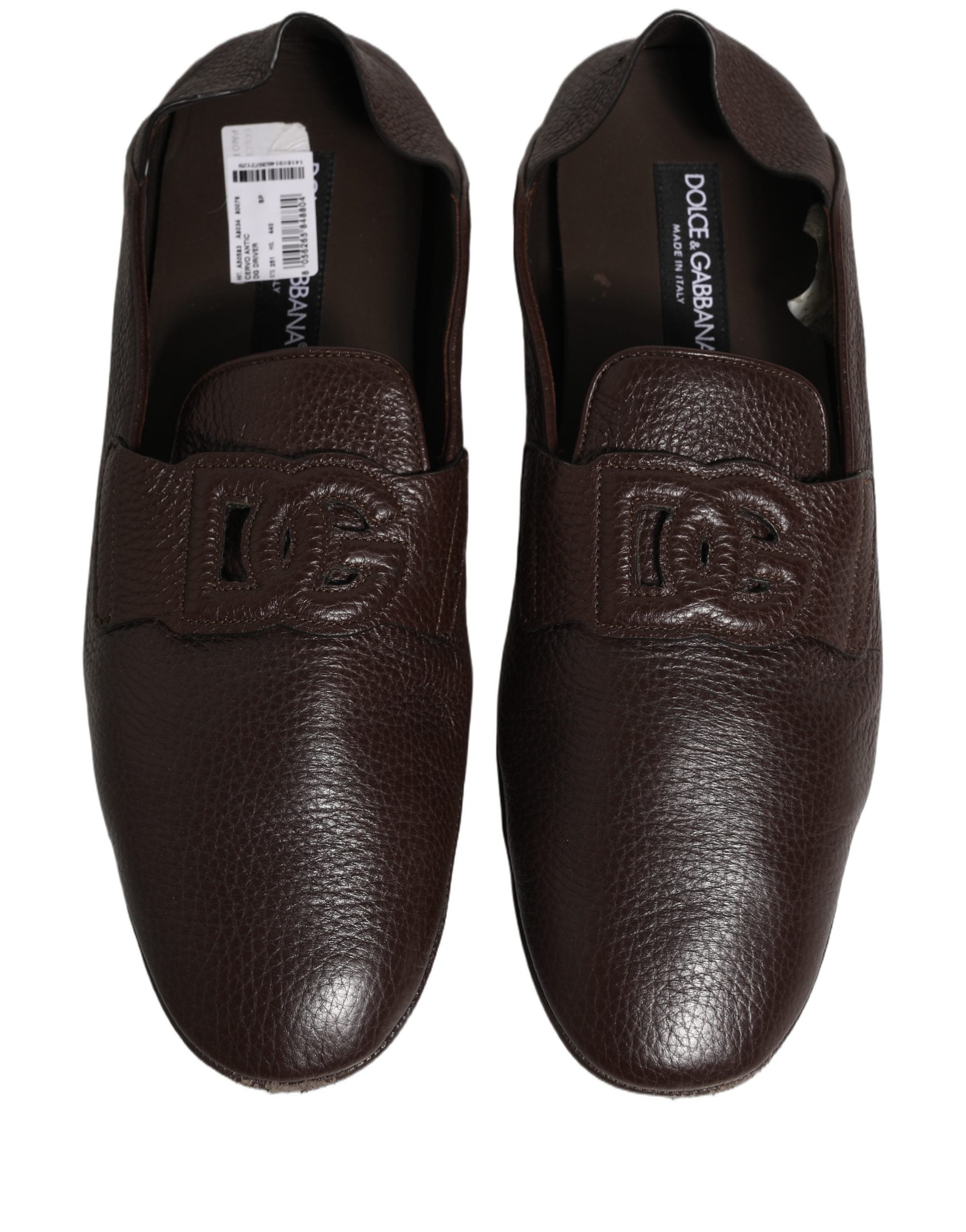 Dolce & Gabbana Brown Deerskin Leather Driver Loafers Shoes